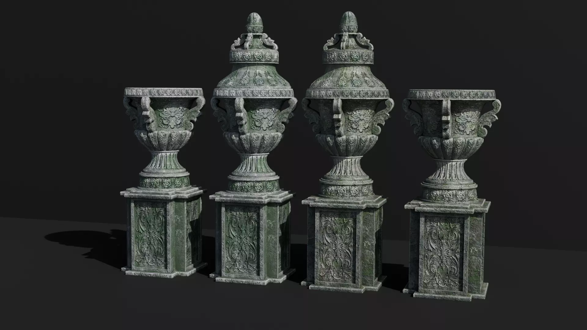 Medieval Stone Vases Low-poly 3D model_4