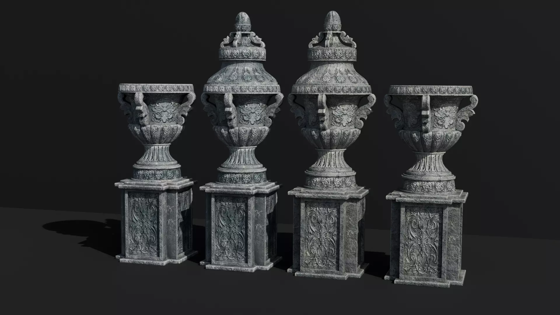 Medieval Stone Vases Low-poly 3D model_3