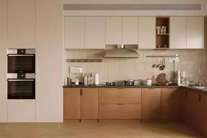This is a retro   style kitchen in the picture