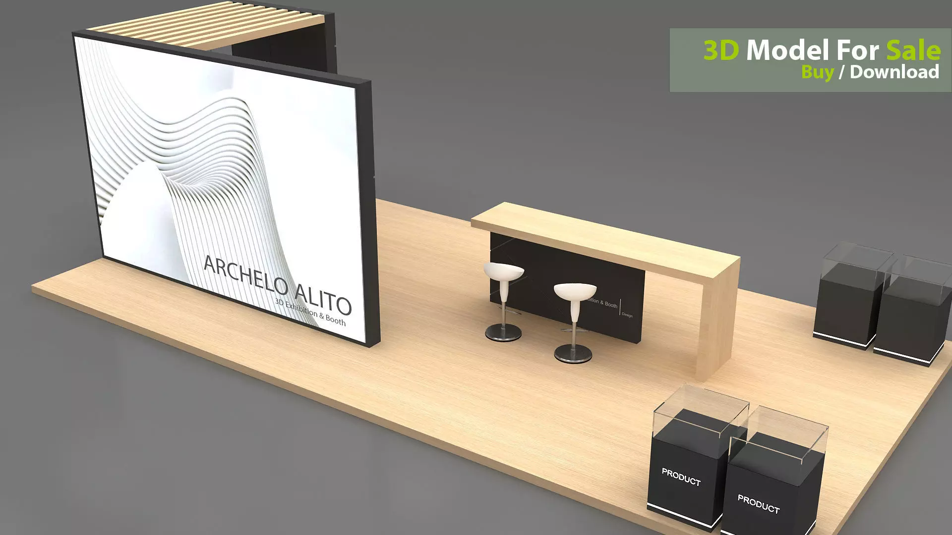 3D Stall booth Low-poly 3D model_6