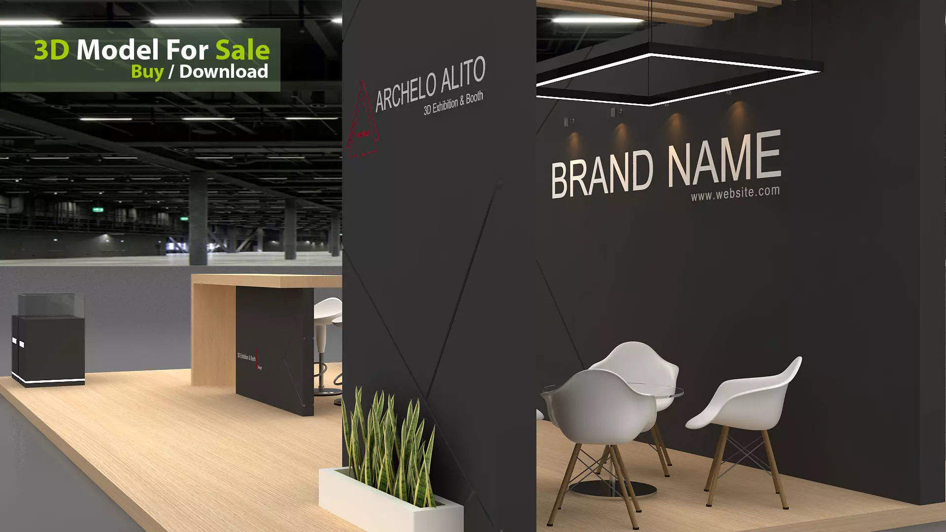 3D Stall booth Low-poly 3D model_12