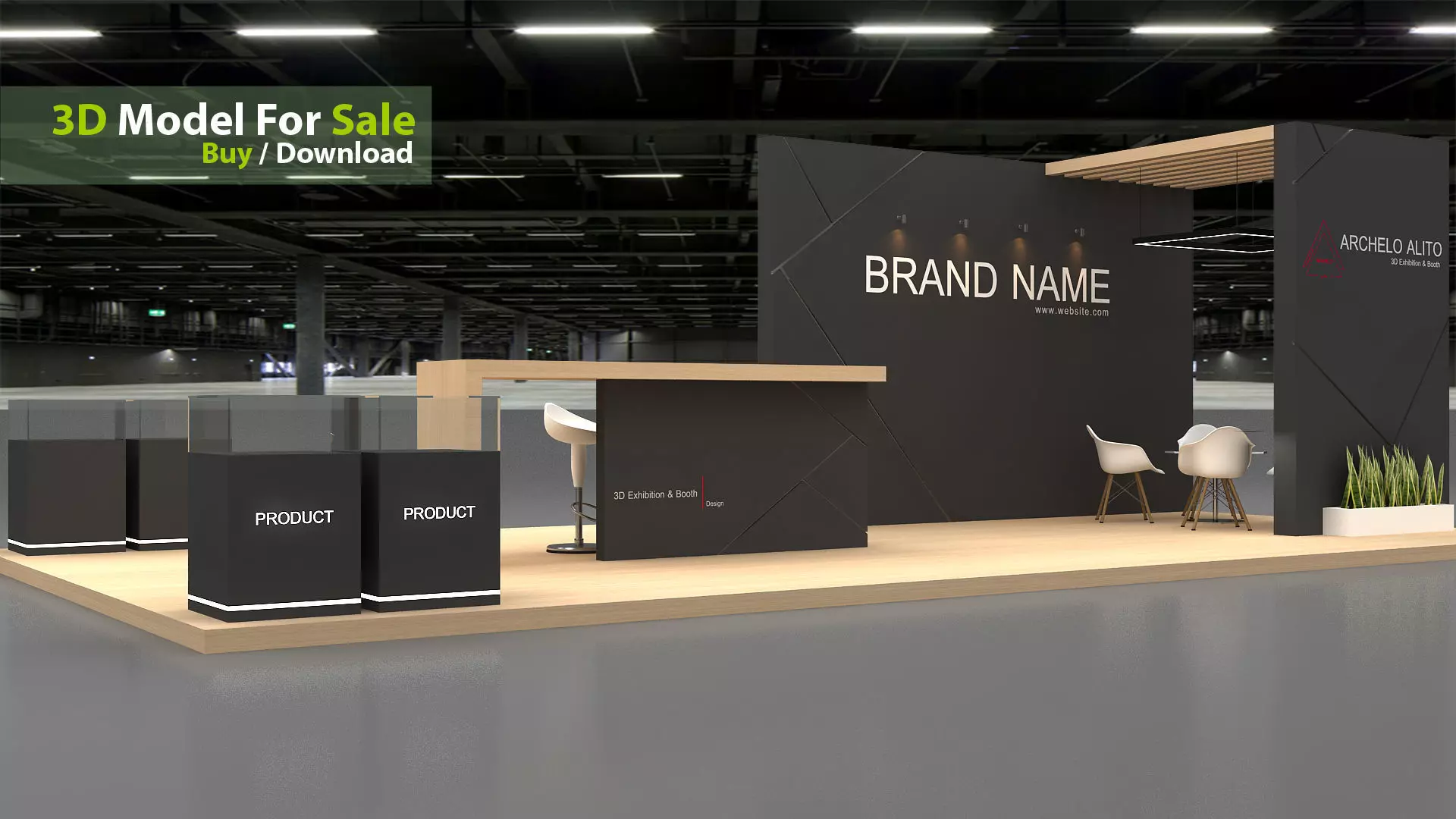 3D Stall booth Low-poly 3D model_0