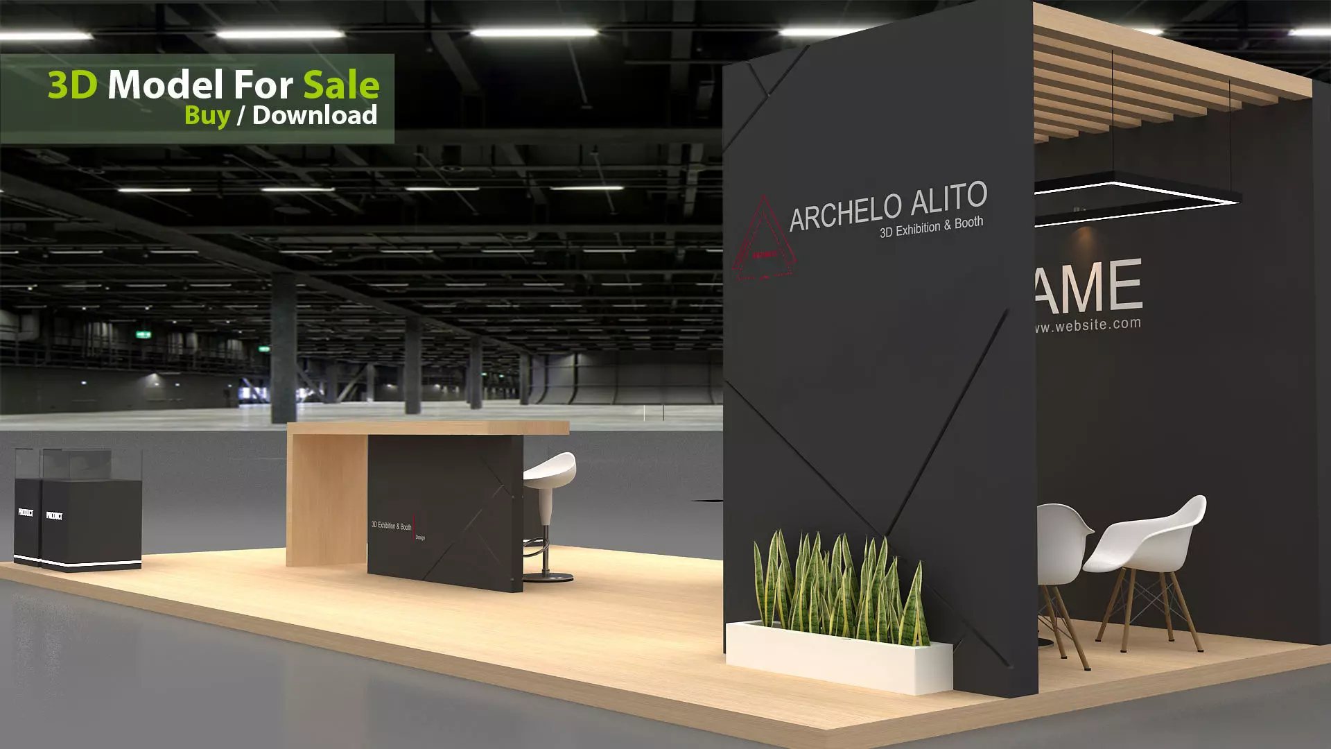 3D Stall booth Low-poly 3D model_2