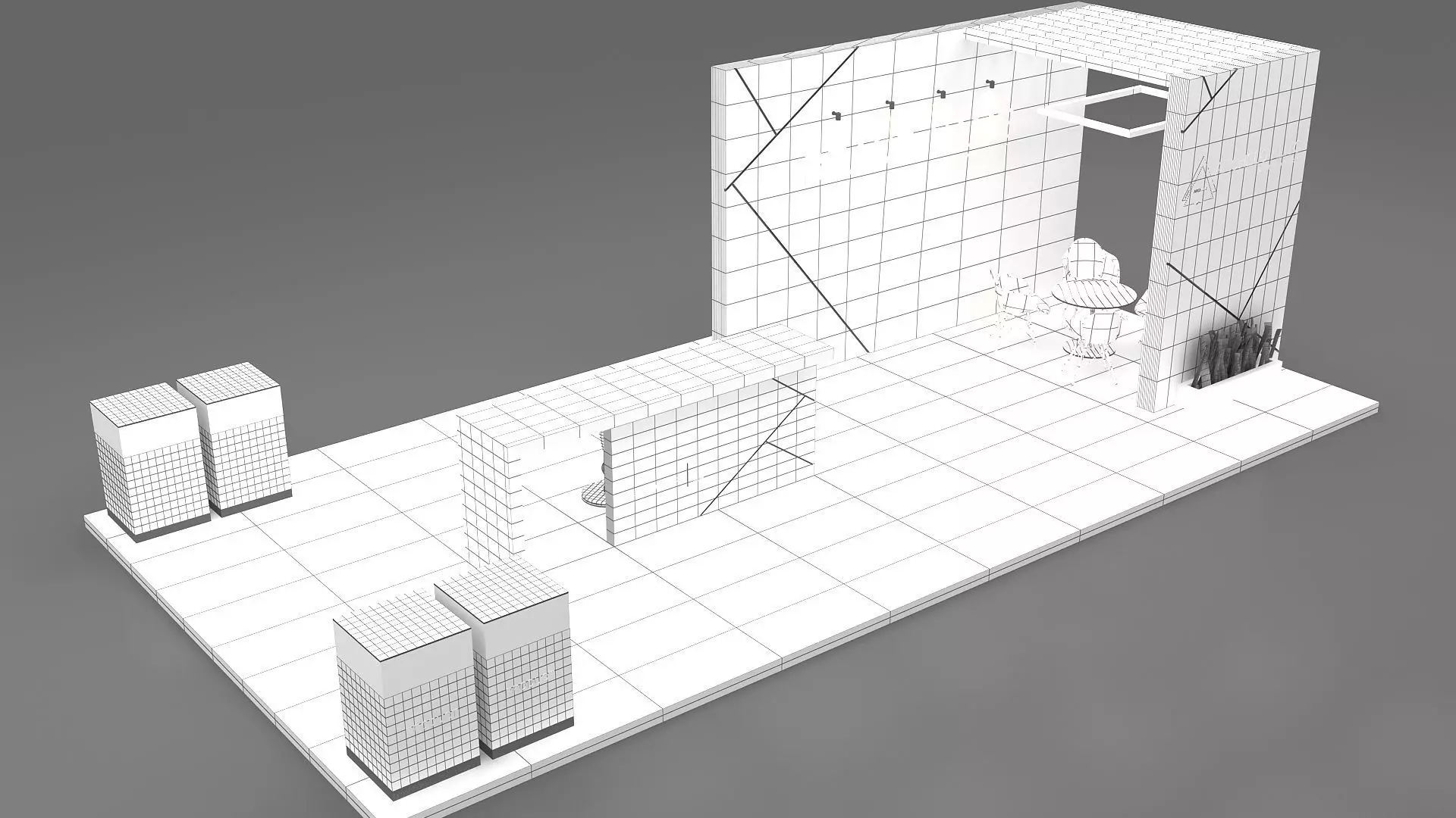 3D Stall booth Low-poly 3D model_16