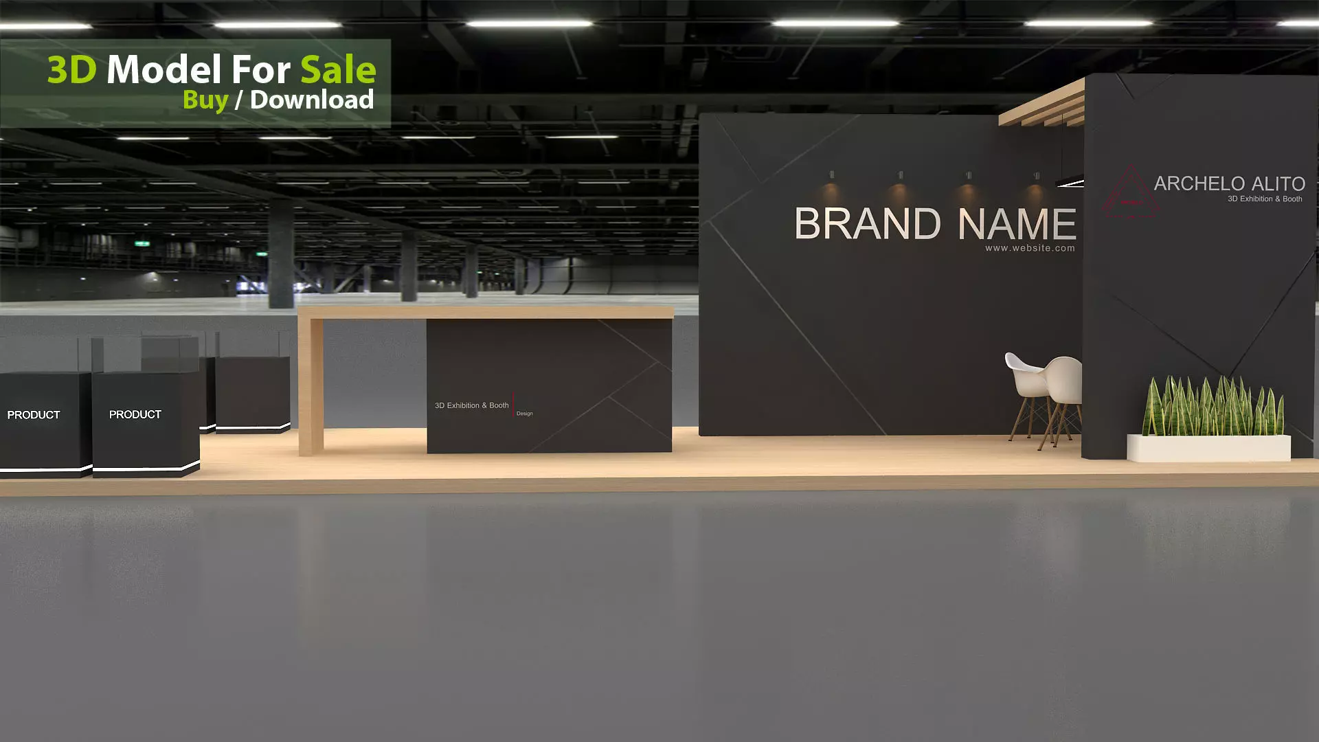 3D Stall booth Low-poly 3D model_10