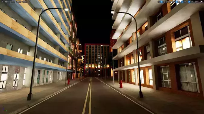 City Downtown Skyscraper Street - Night - Unreal - Lot 07