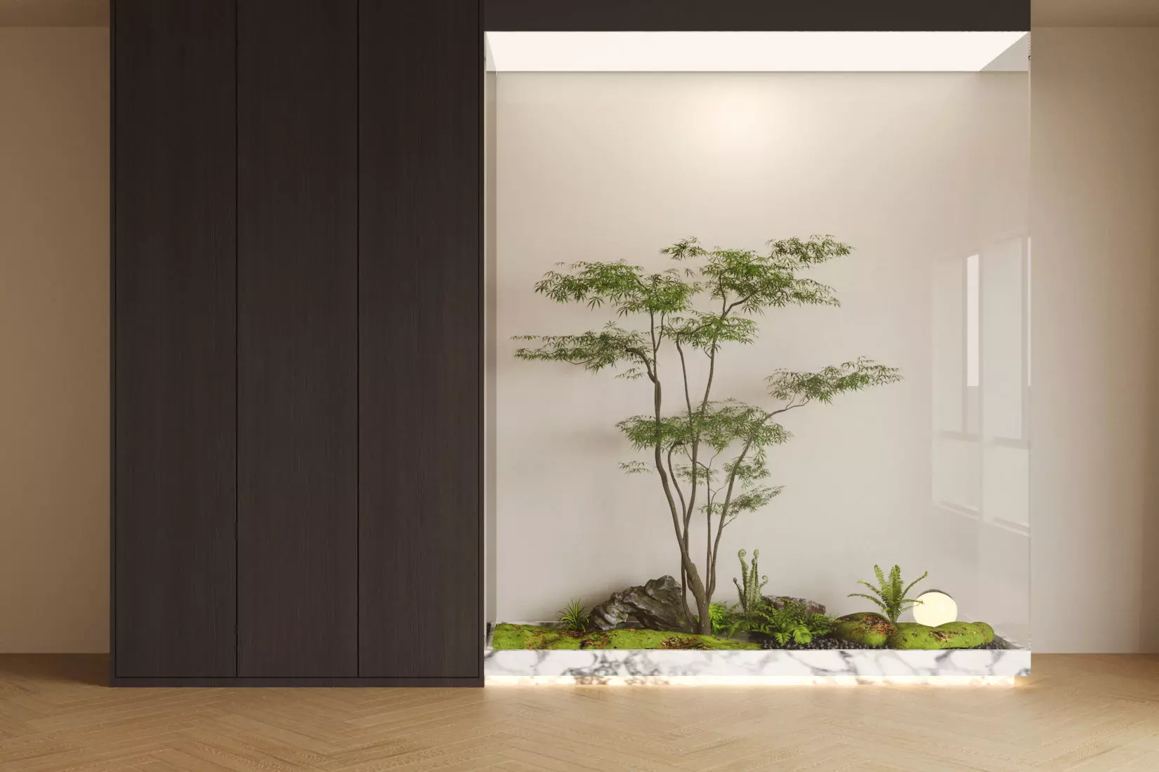 The picture shows an indoor landscape 3D model
