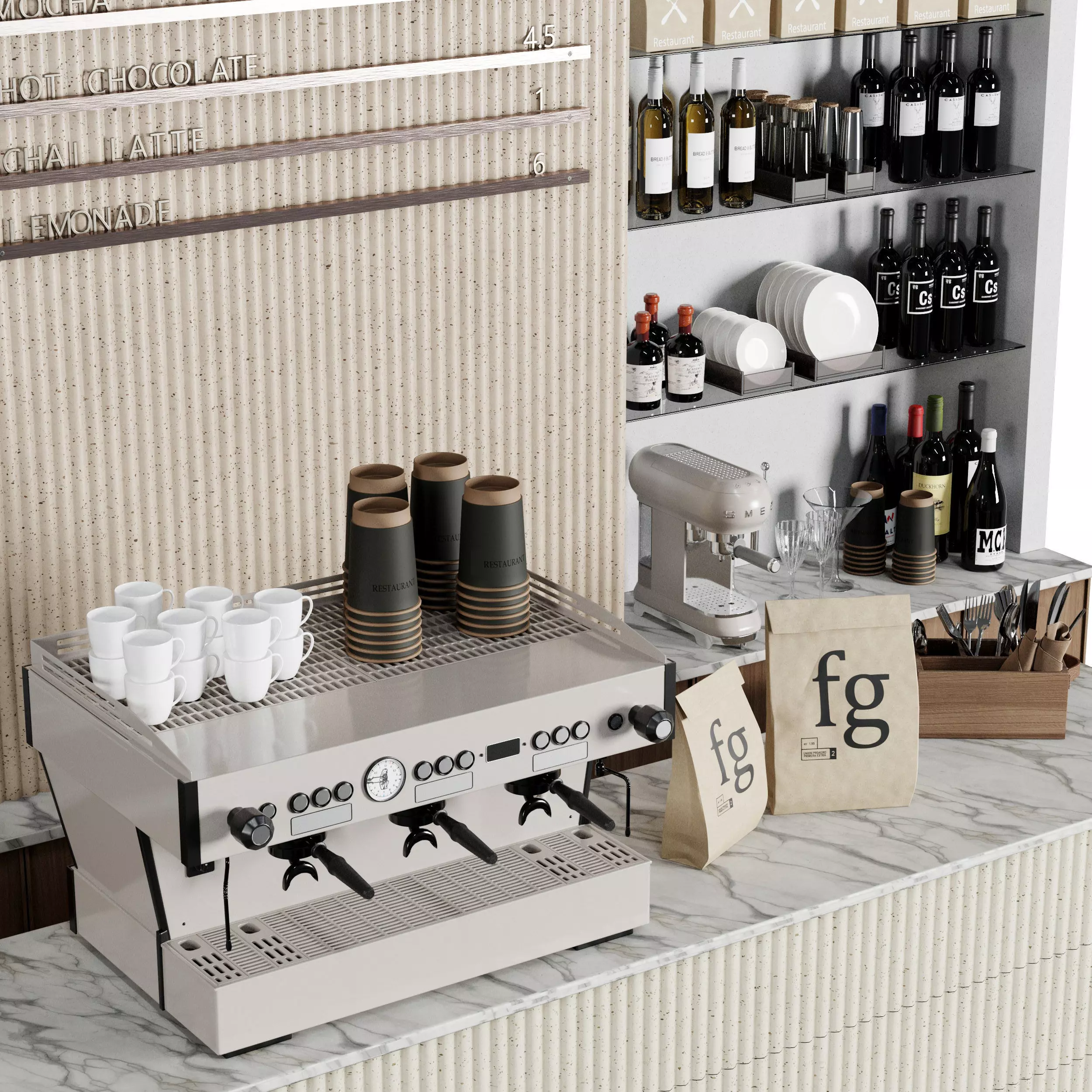 Coffee Shop reception Restaurant Bar Counter 17 3D model_4