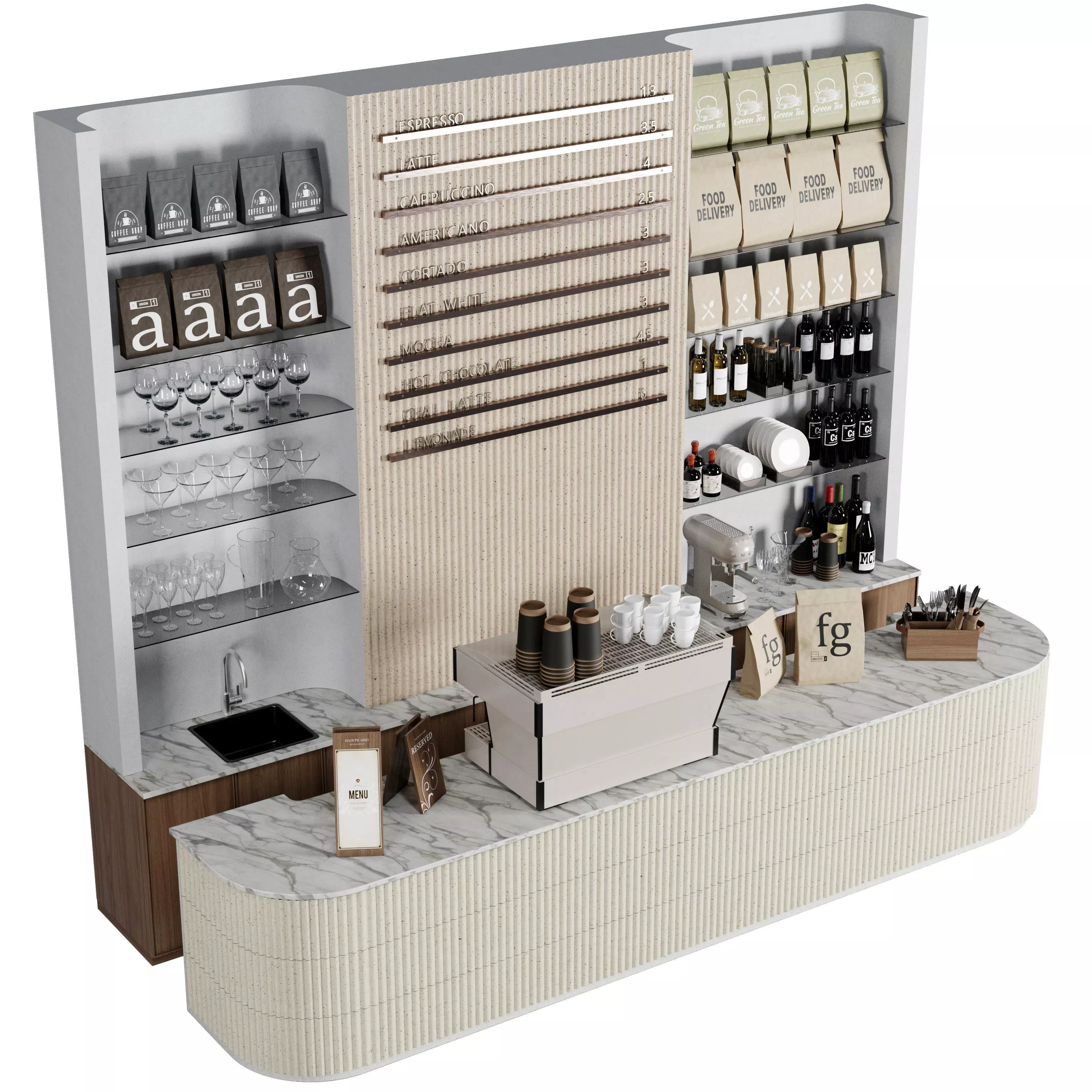 Coffee Shop reception Restaurant Bar Counter 17 3D model_2