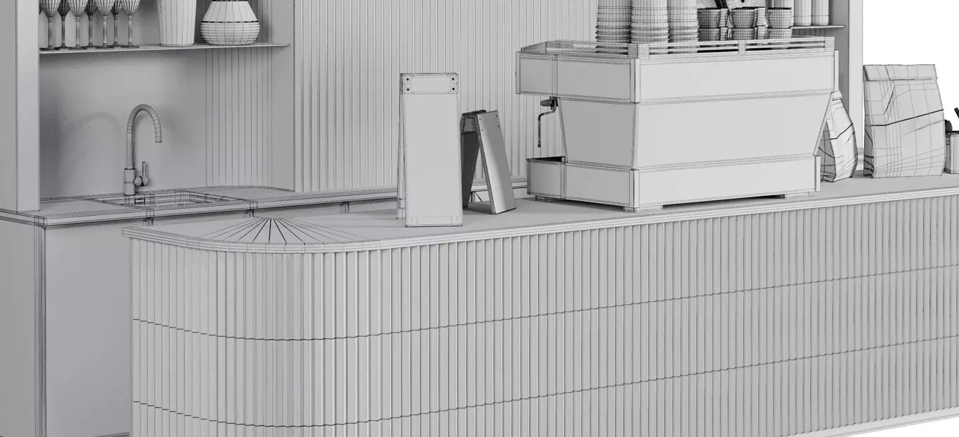Coffee Shop reception Restaurant Bar Counter 17 3D model_16
