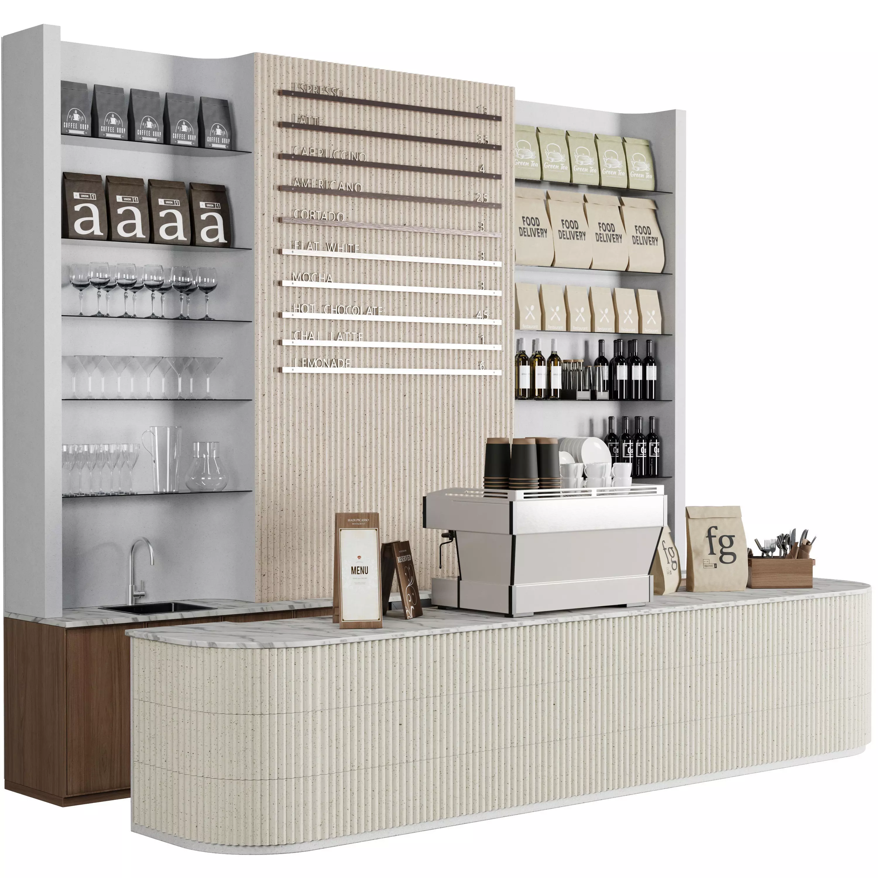 Coffee Shop reception Restaurant Bar Counter 17 3D model_0