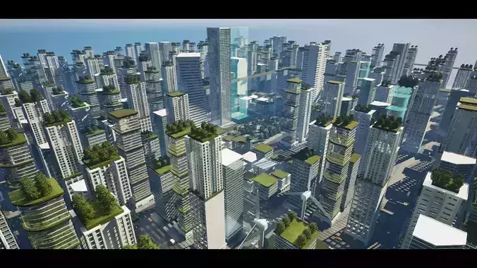 Detailed Sci-Fi Metropolis Unreal Environment City Low-poly 3D model Detailed Sci-Fi Metropolis Unreal Environment City Low-poly 3D model