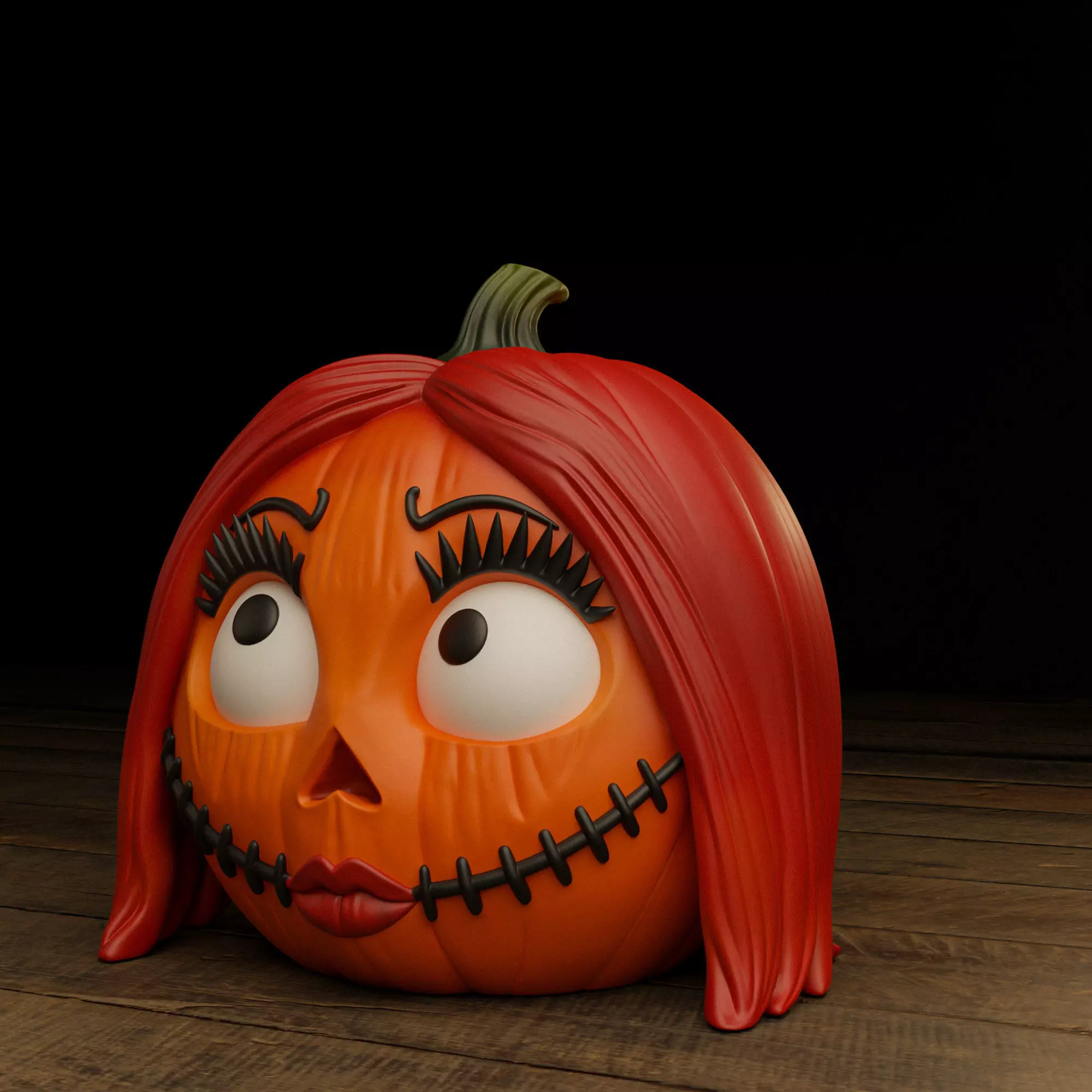 Sally Skellington Pumpkin 3 Versions Decor Carved Candy Bowl 3D print model_7