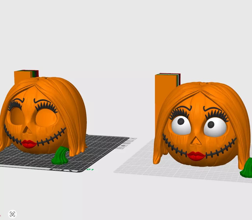 Sally Skellington Pumpkin 3 Versions Decor Carved Candy Bowl 3D print model_2