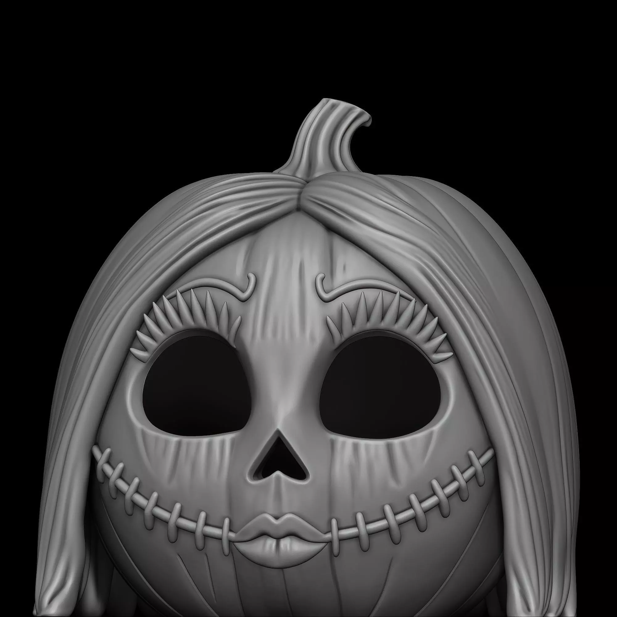 Sally Skellington Pumpkin 3 Versions Decor Carved Candy Bowl 3D print model_6