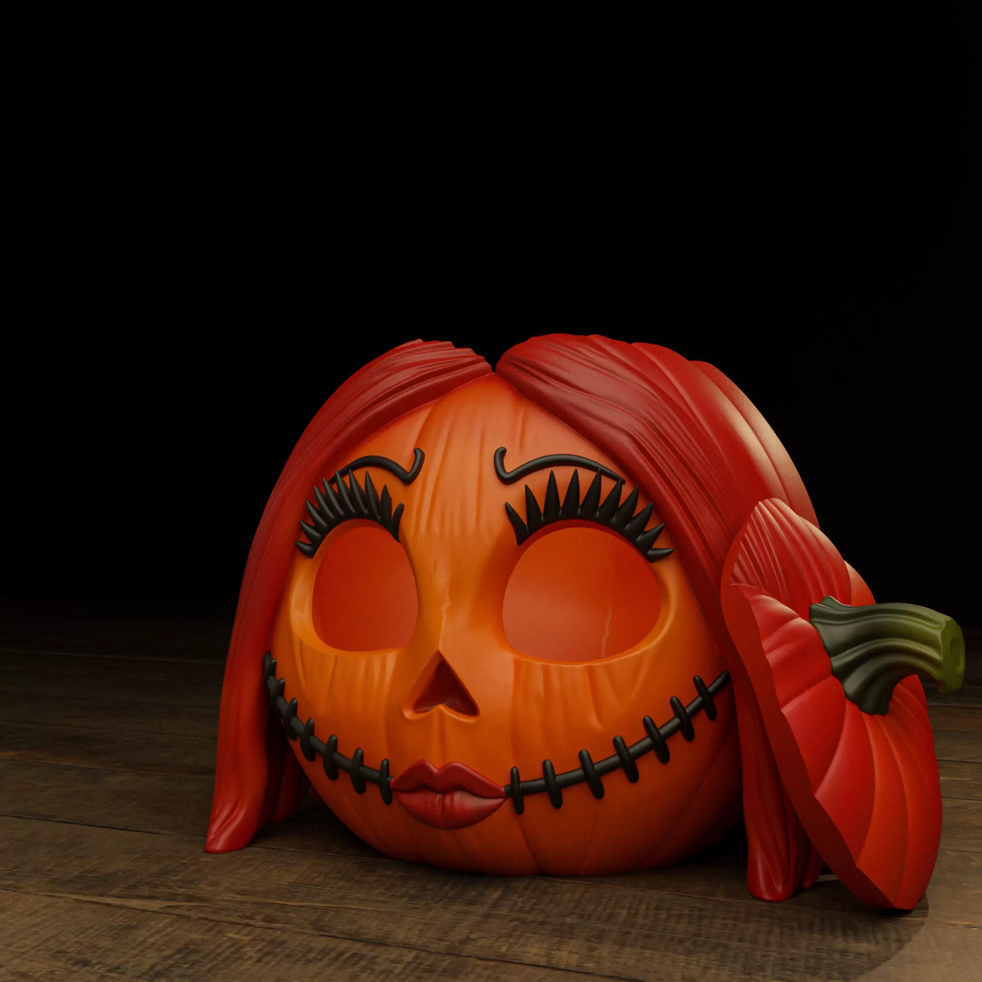 Sally Skellington Pumpkin 3 Versions Decor Carved Candy Bowl 3D print model_5