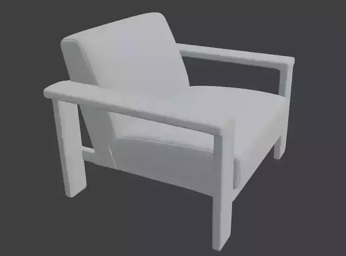 White Wood Armchair 3D model