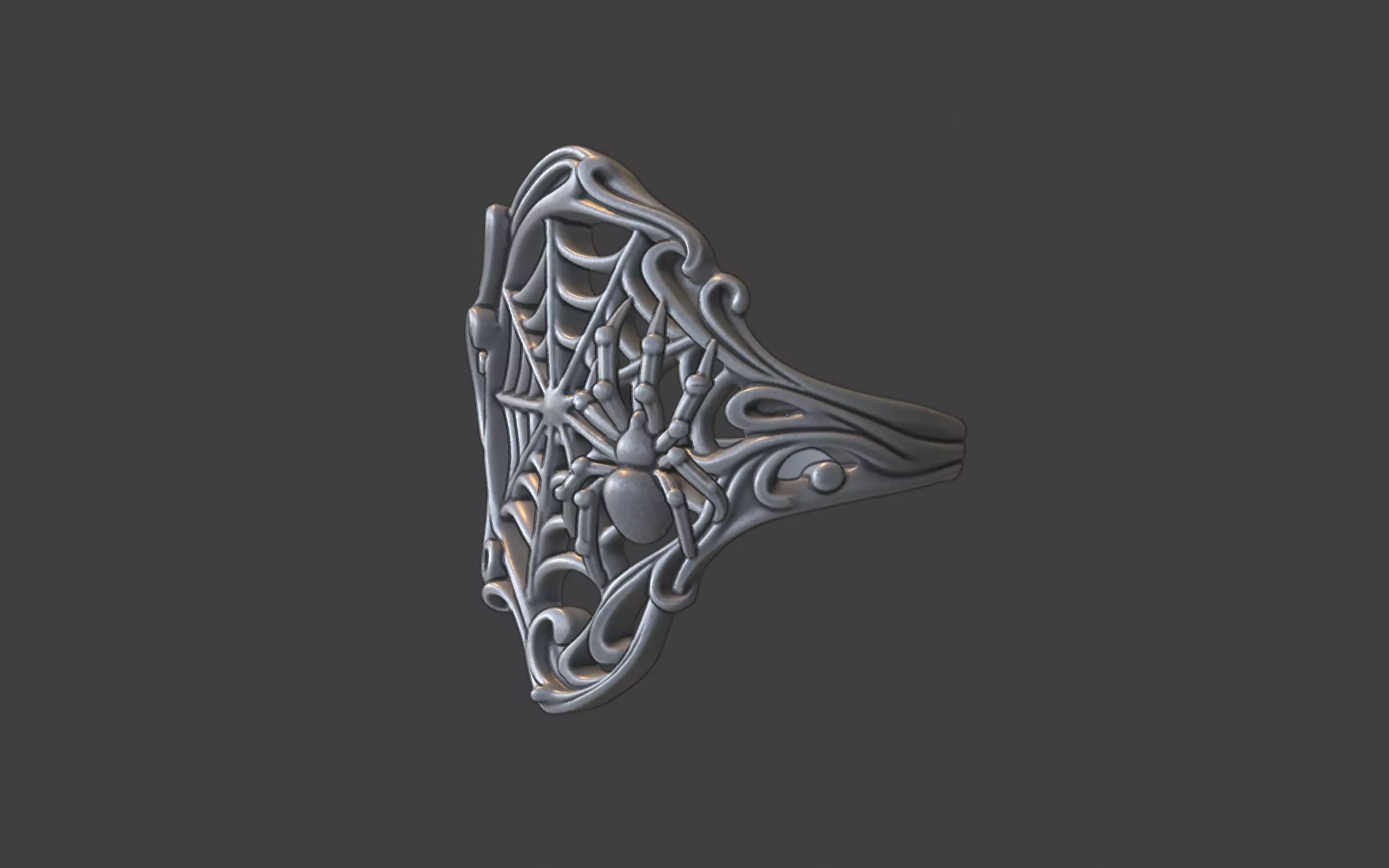 spiderweb ring 3D print model_12