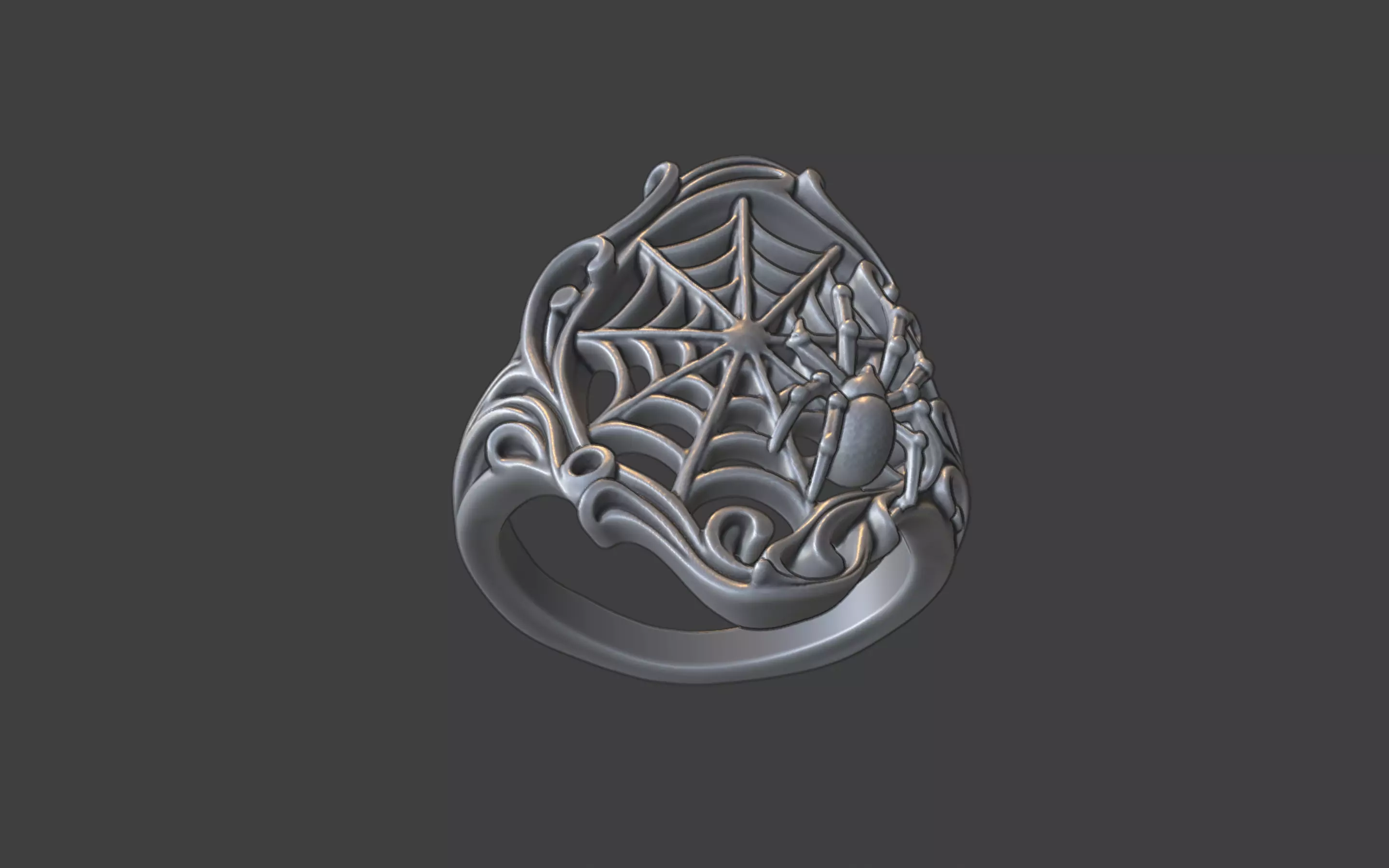 spiderweb ring 3D print model_16