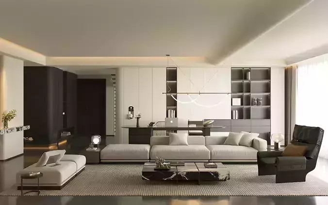 Italian  style large flat  floor living and dining room