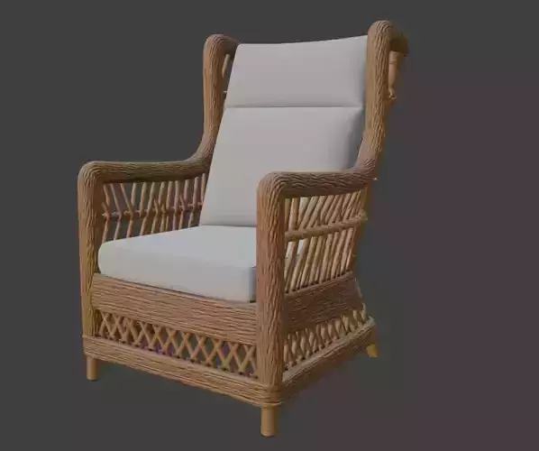 Bohemian Rattan Wingback Armchair