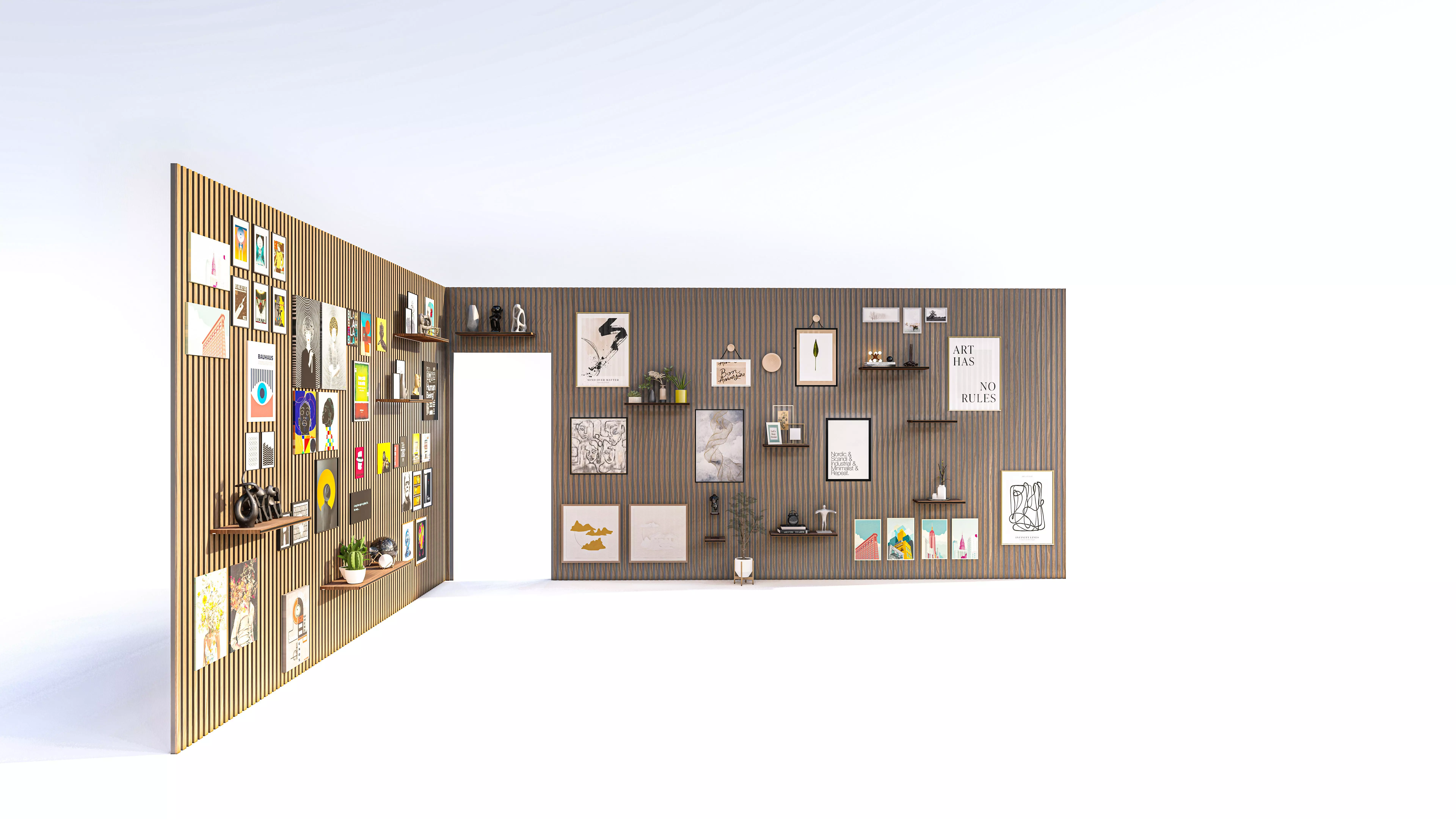 Interior Feature Wall with Art Gallery Low-poly 3D model_3