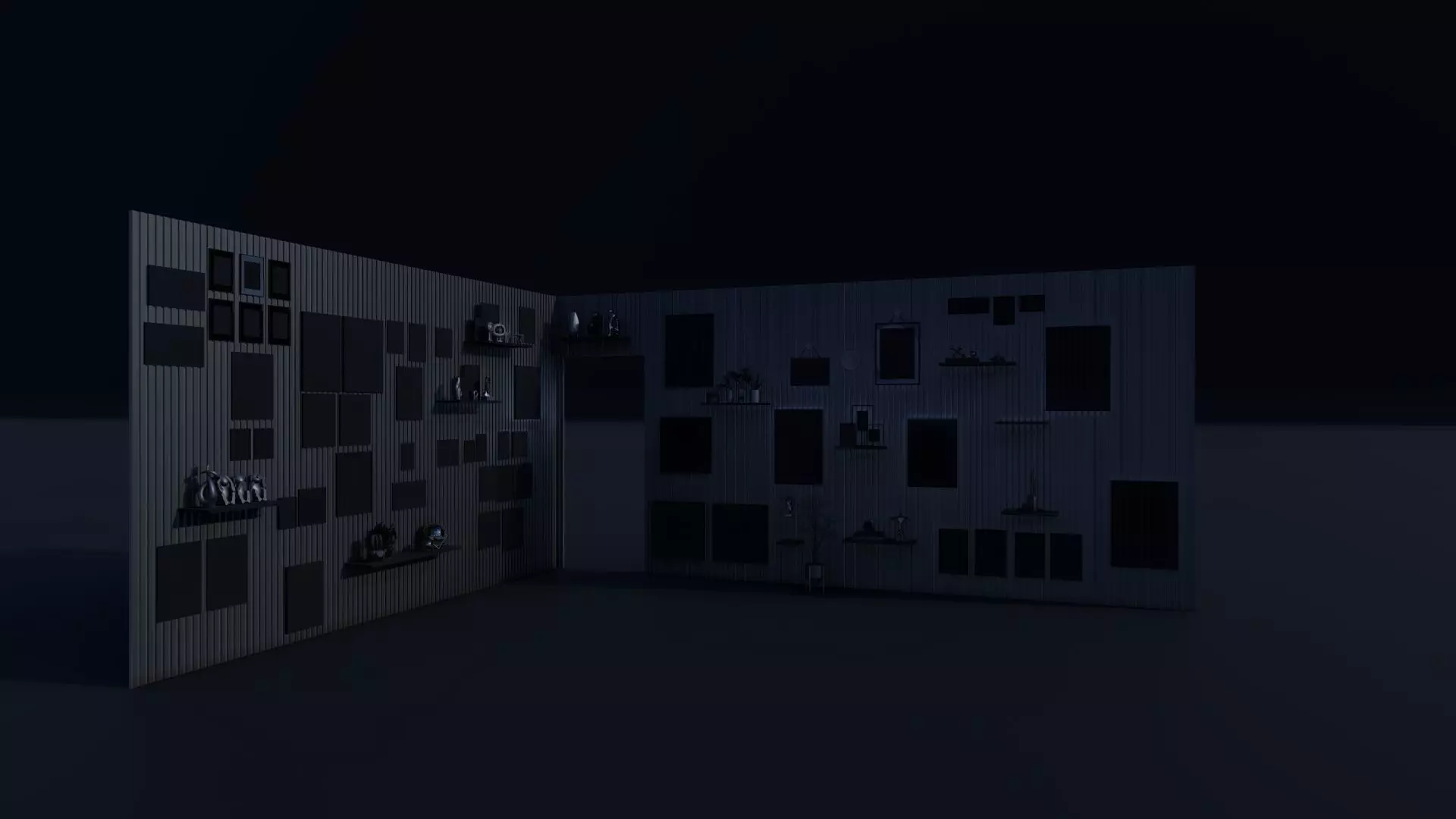 Interior Feature Wall with Art Gallery Low-poly 3D model_8