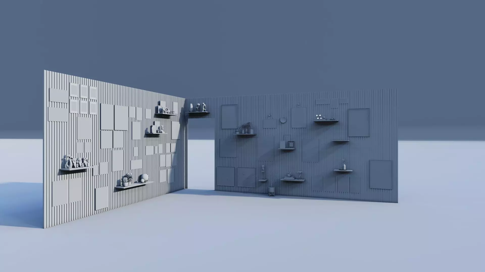 Interior Feature Wall with Art Gallery Low-poly 3D model_2