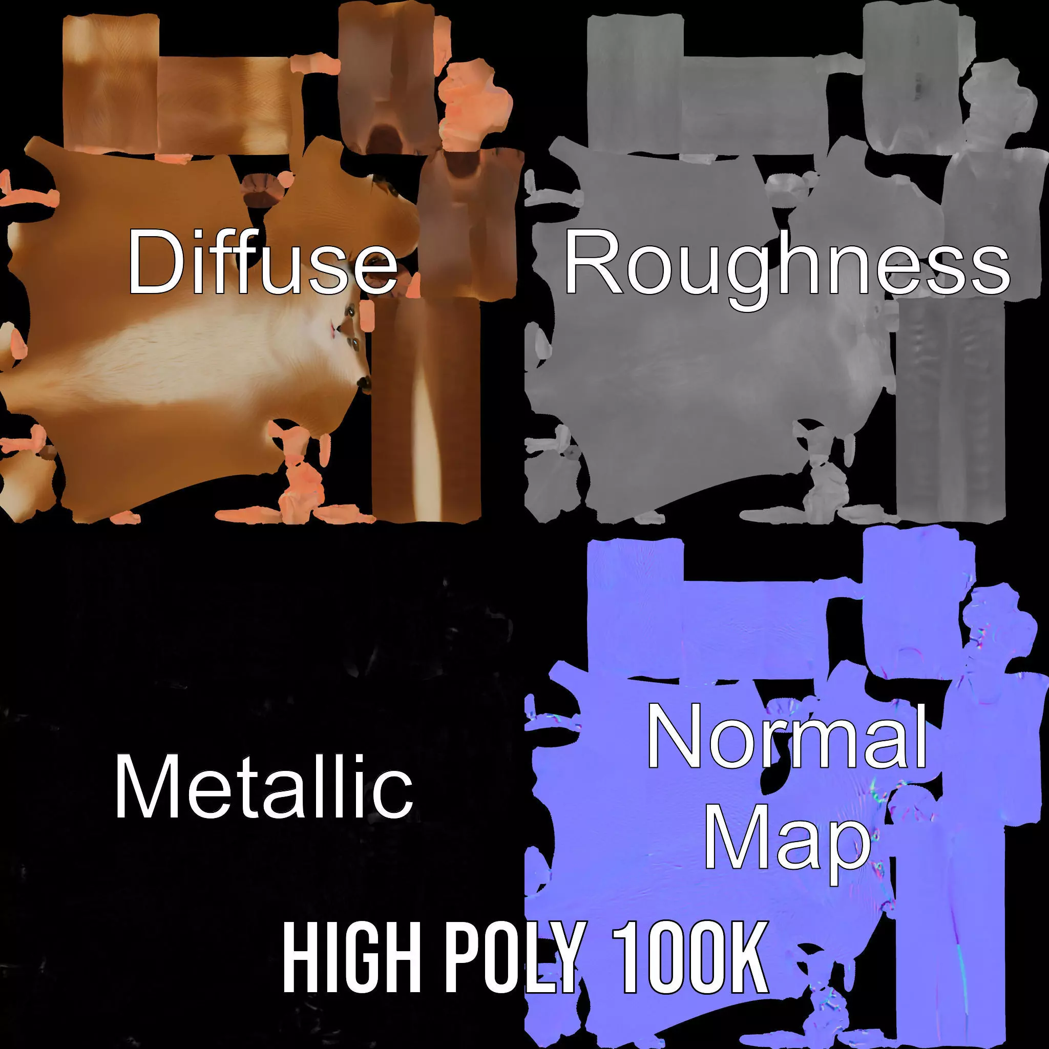 Charming Otter Character model pack Low-poly 3D model_4