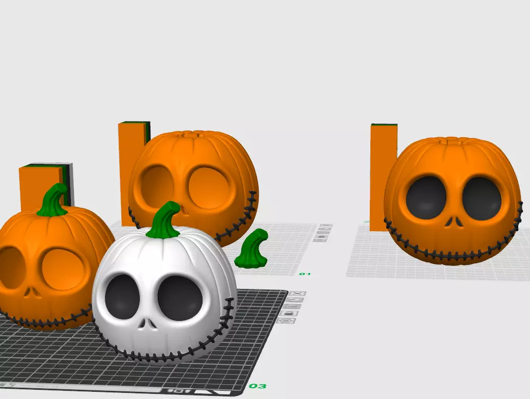 Sally and Jack Skellington Pumpkin 3D Model Collection_8