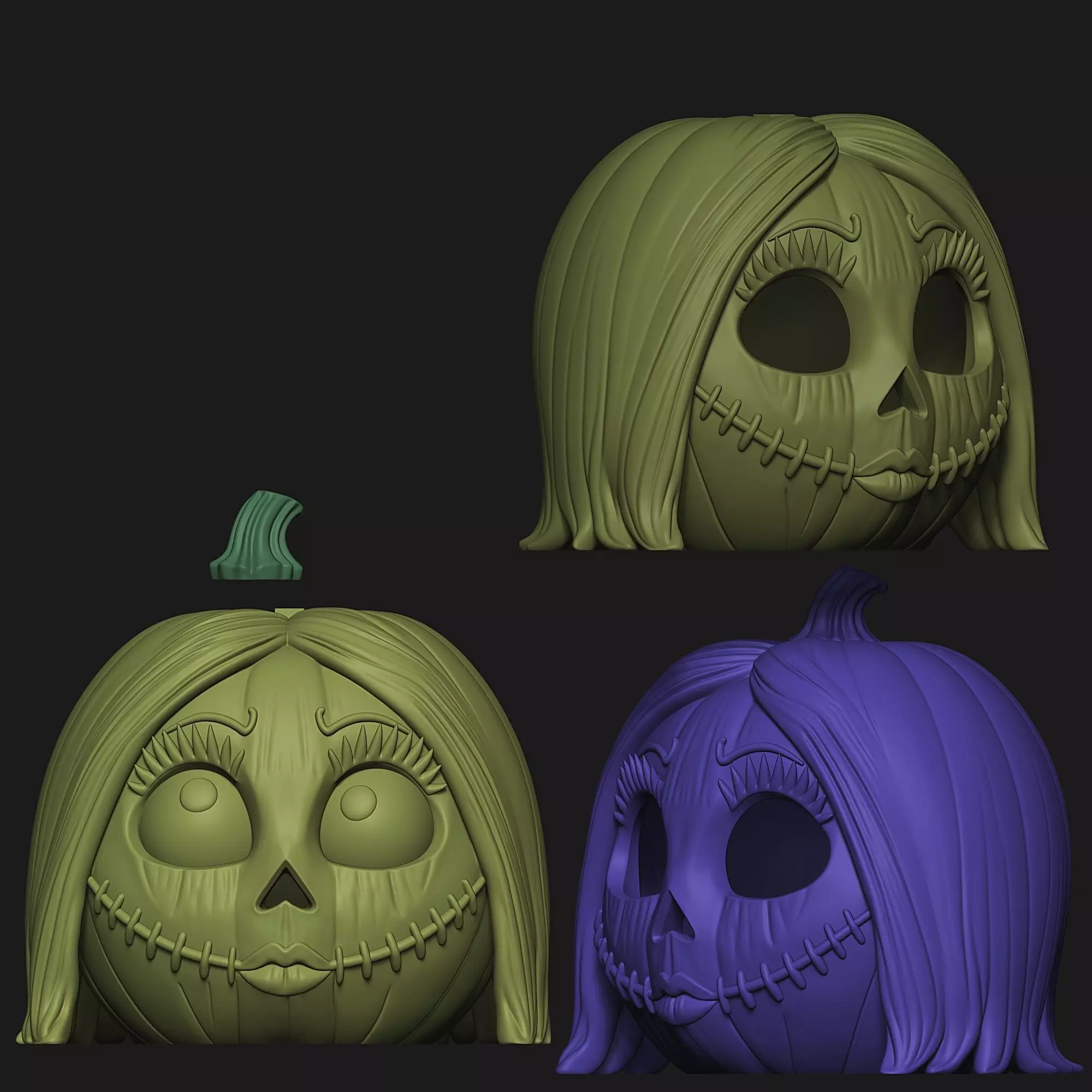 Sally and Jack Skellington Pumpkin 3D Model Collection_14