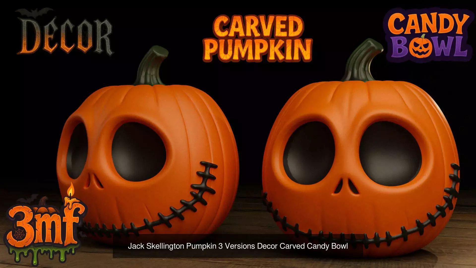 Sally and Jack Skellington Pumpkin 3D Model Collection_2