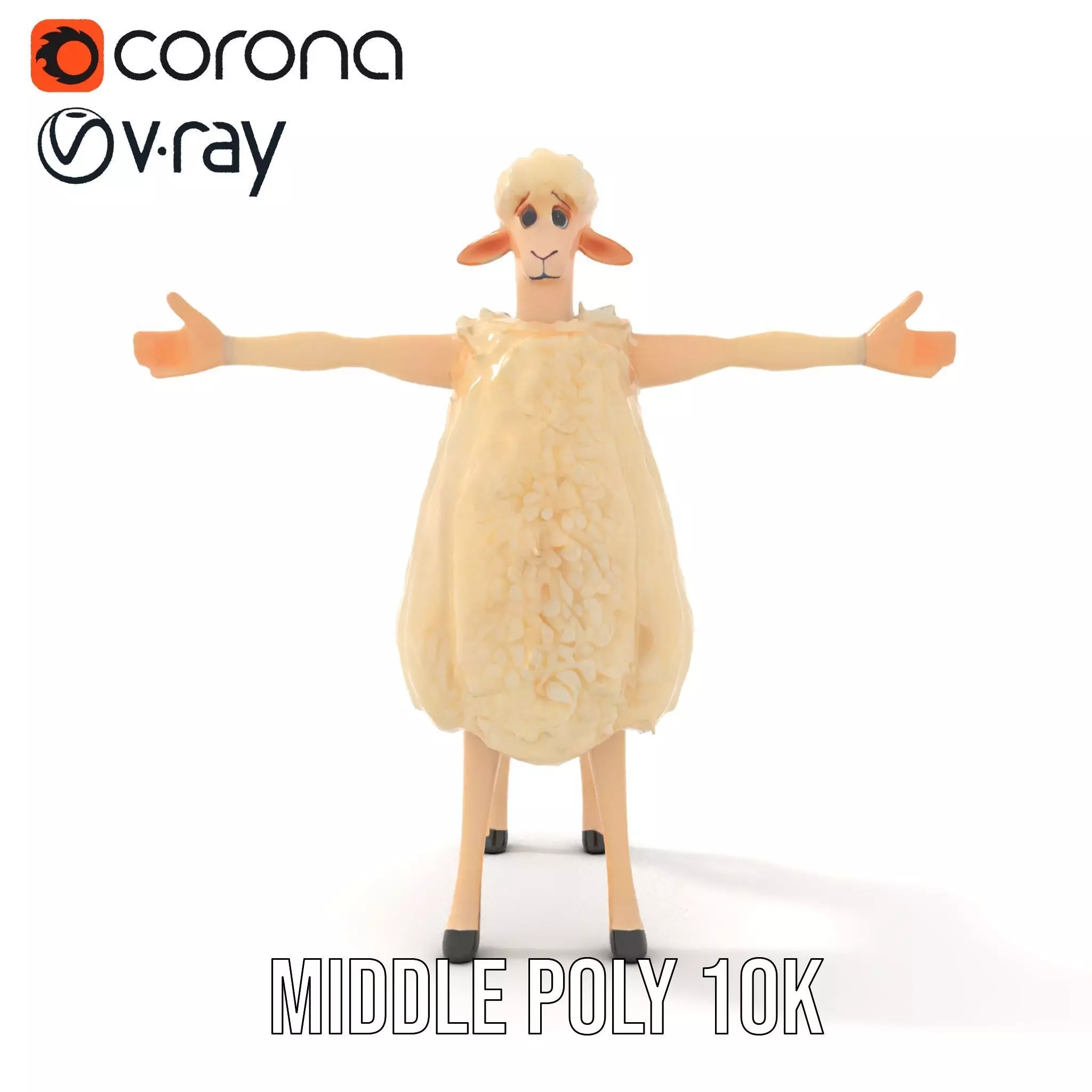 Fluffy Sheep Character model pack Low-poly 3D model_13