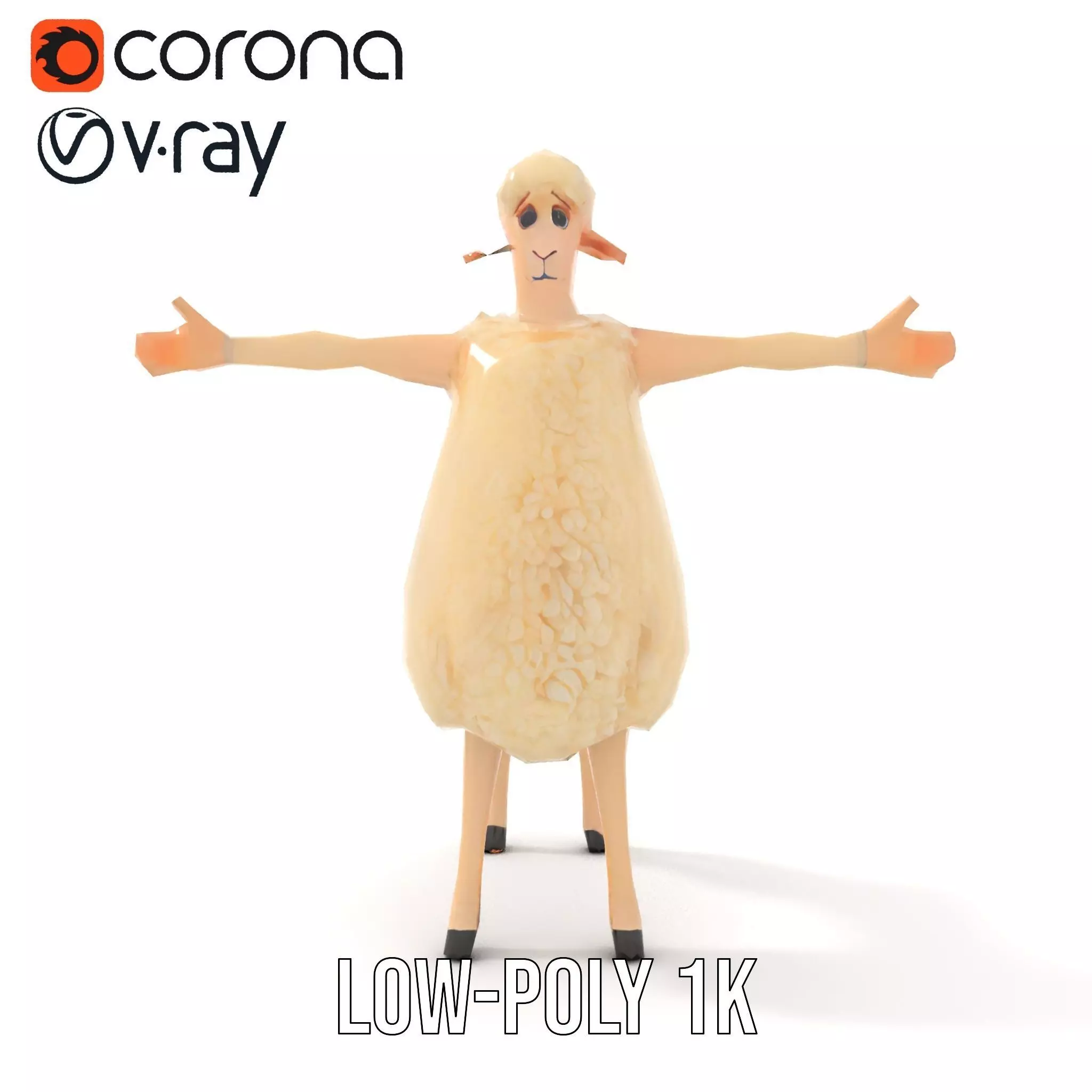 Fluffy Sheep Character model pack Low-poly 3D model_14