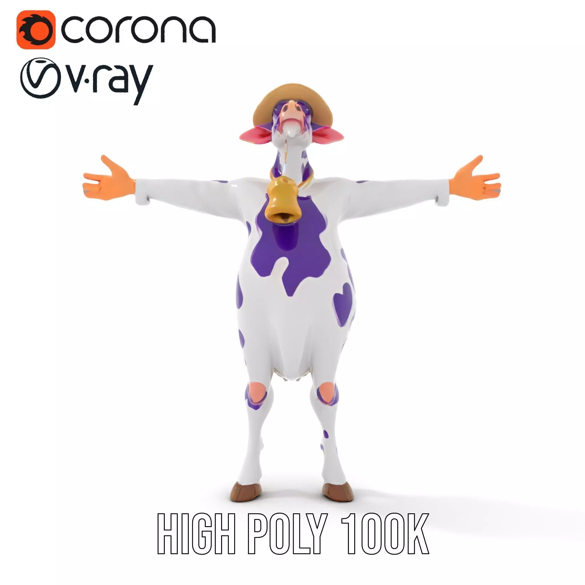 Purple Cow Character model pack Low-poly 3D model_32