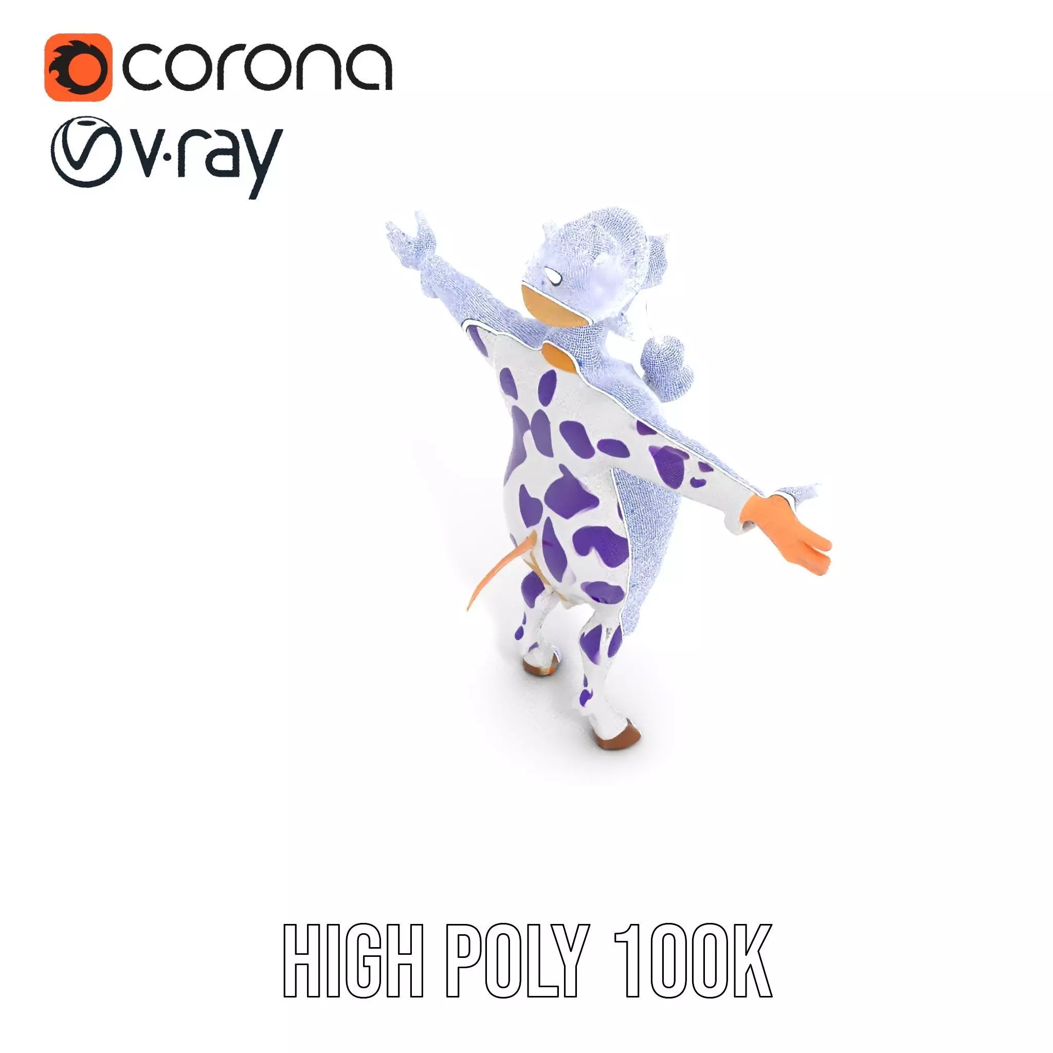 Purple Cow Character model pack Low-poly 3D model_24