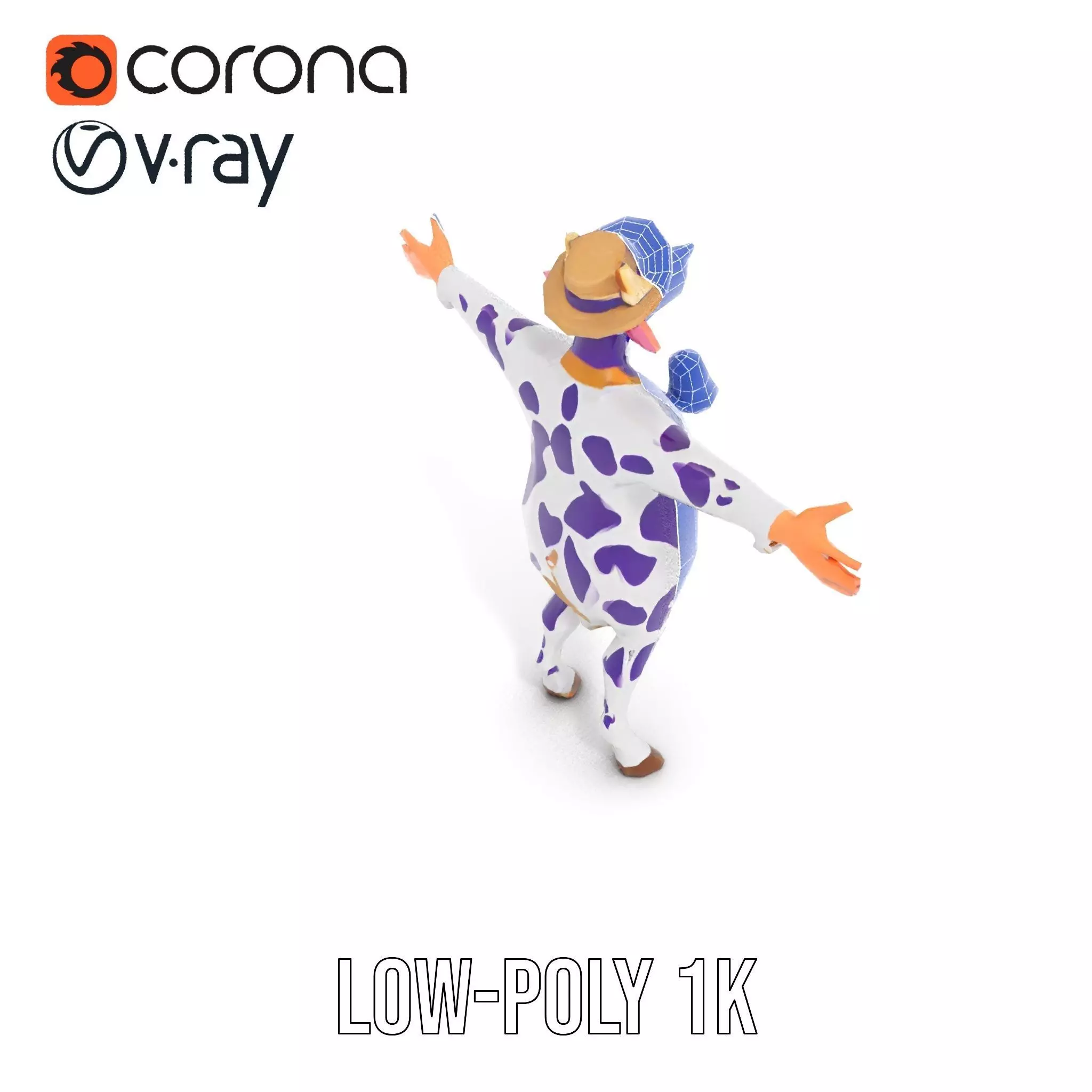 Purple Cow Character model pack Low-poly 3D model_18