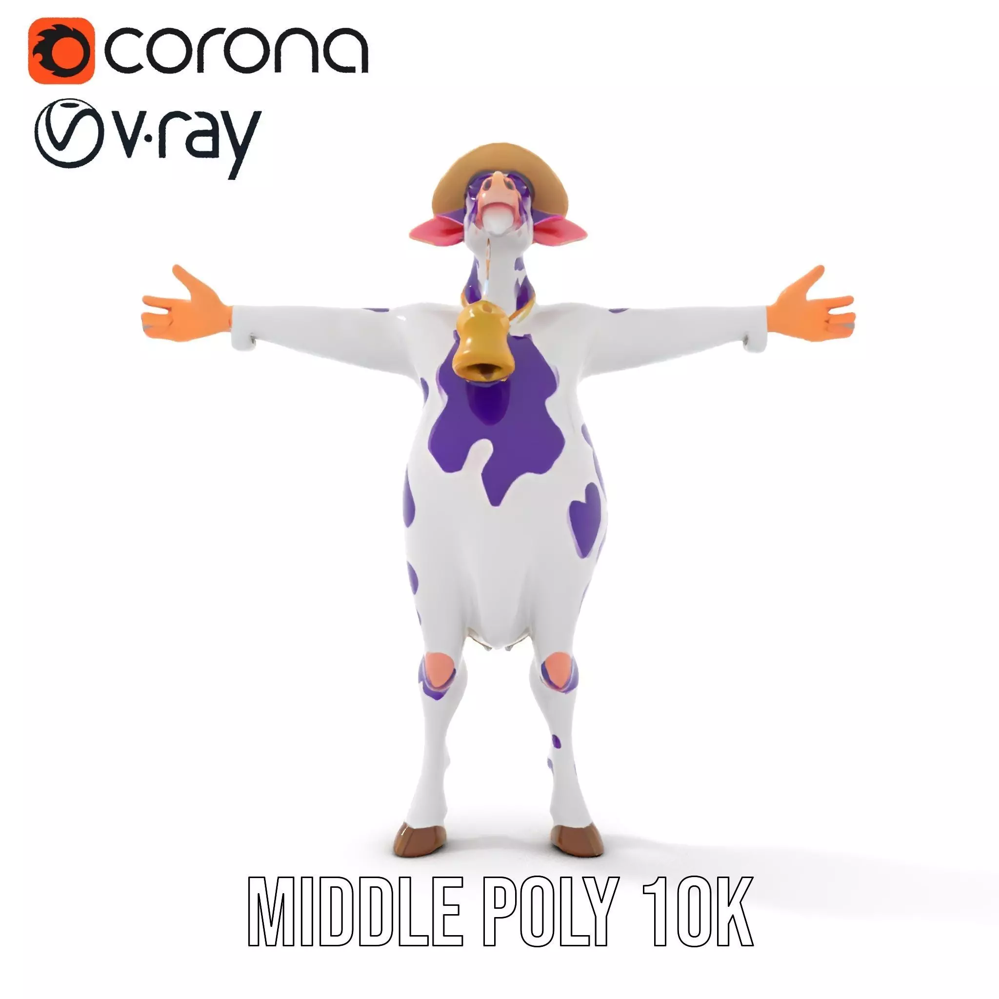Purple Cow Character model pack Low-poly 3D model_17