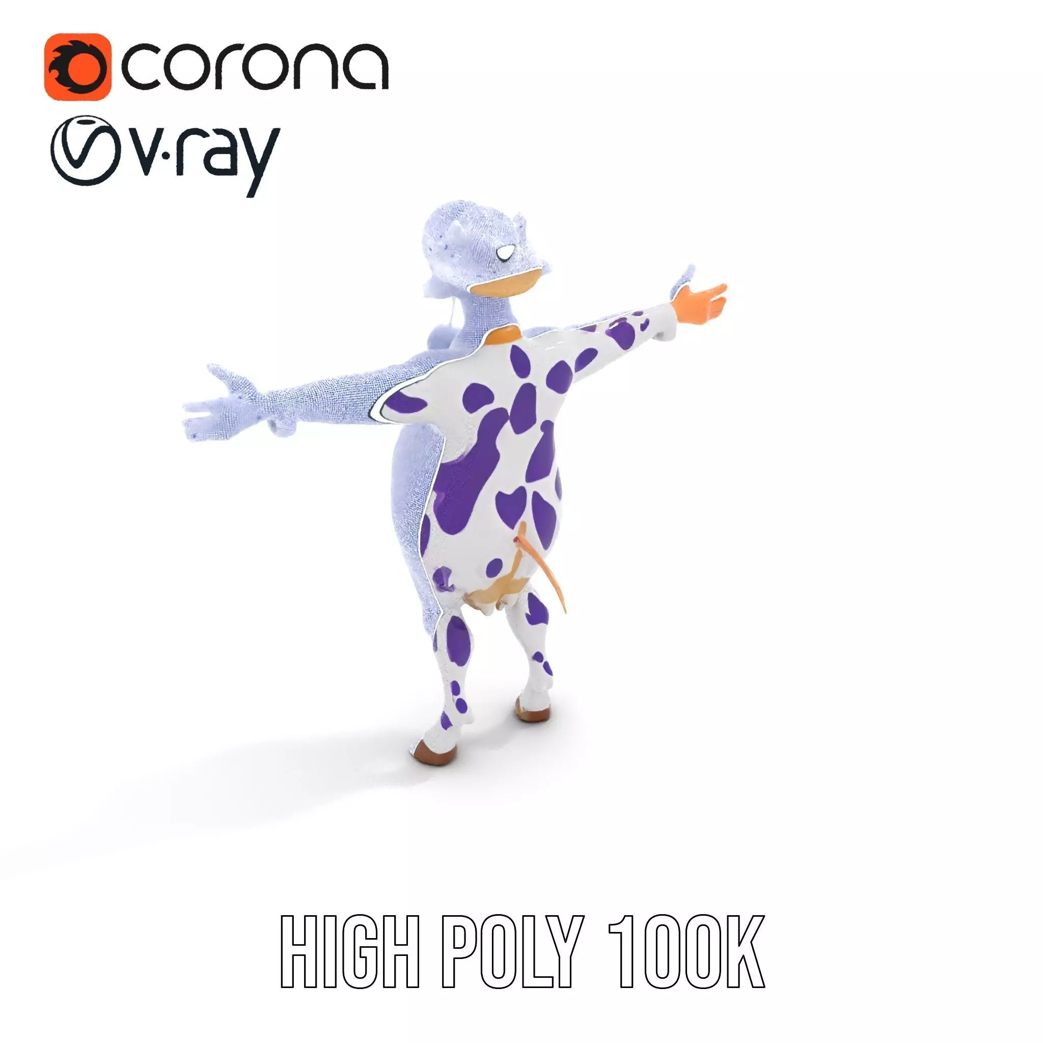 Purple Cow Character model pack Low-poly 3D model_27