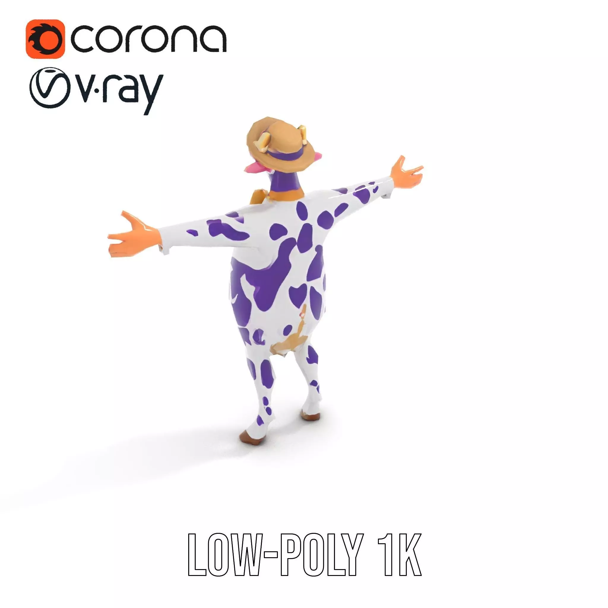 Purple Cow Character model pack Low-poly 3D model_8