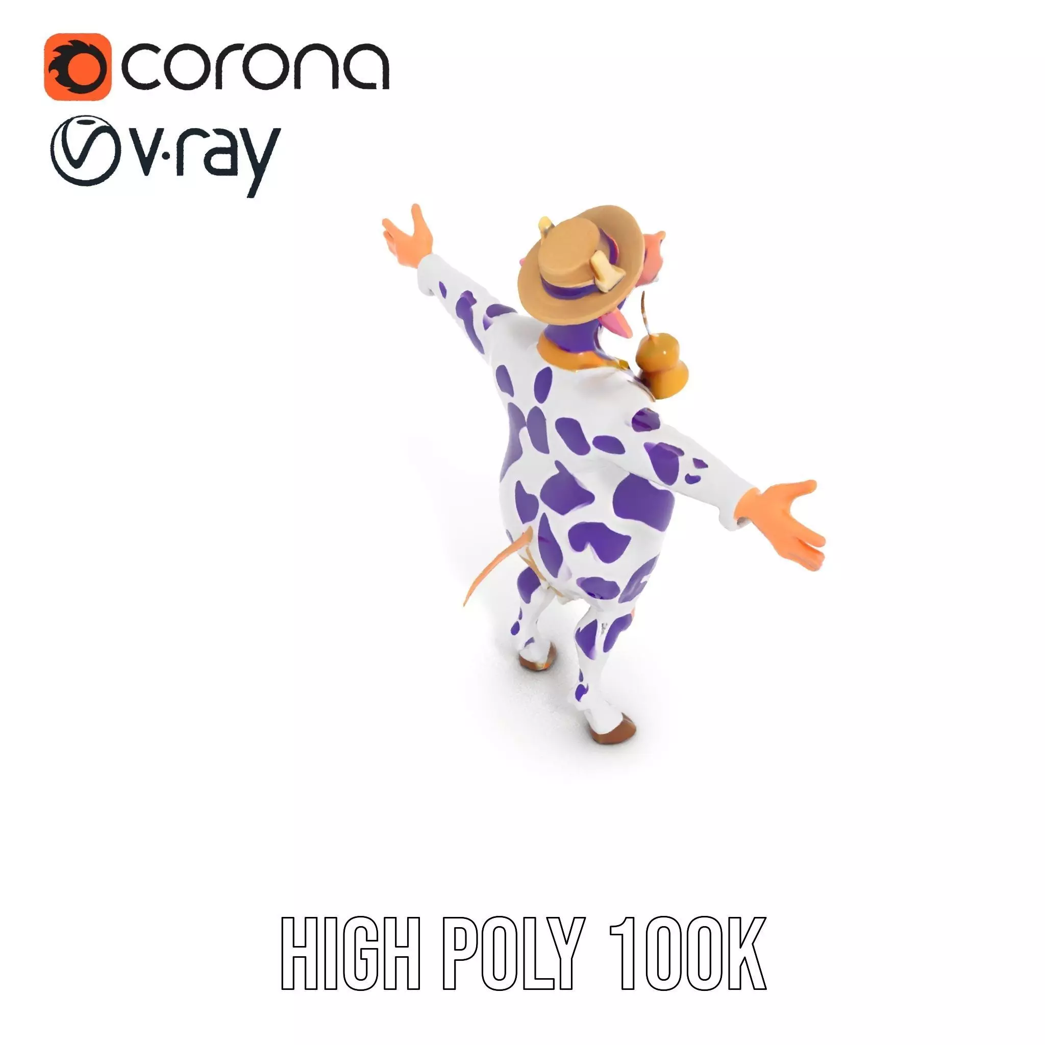 Purple Cow Character model pack Low-poly 3D model_19