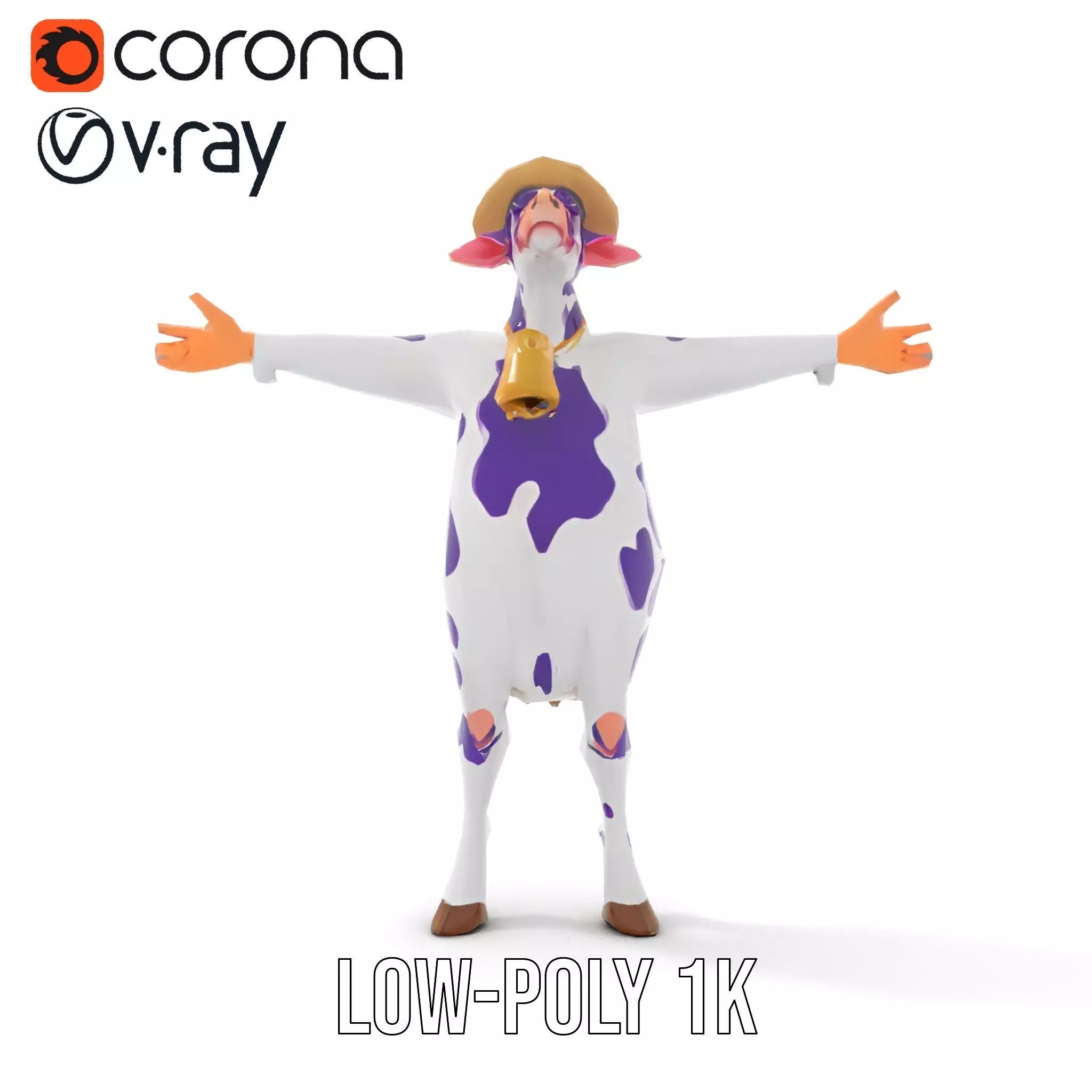 Purple Cow Character model pack Low-poly 3D model_21