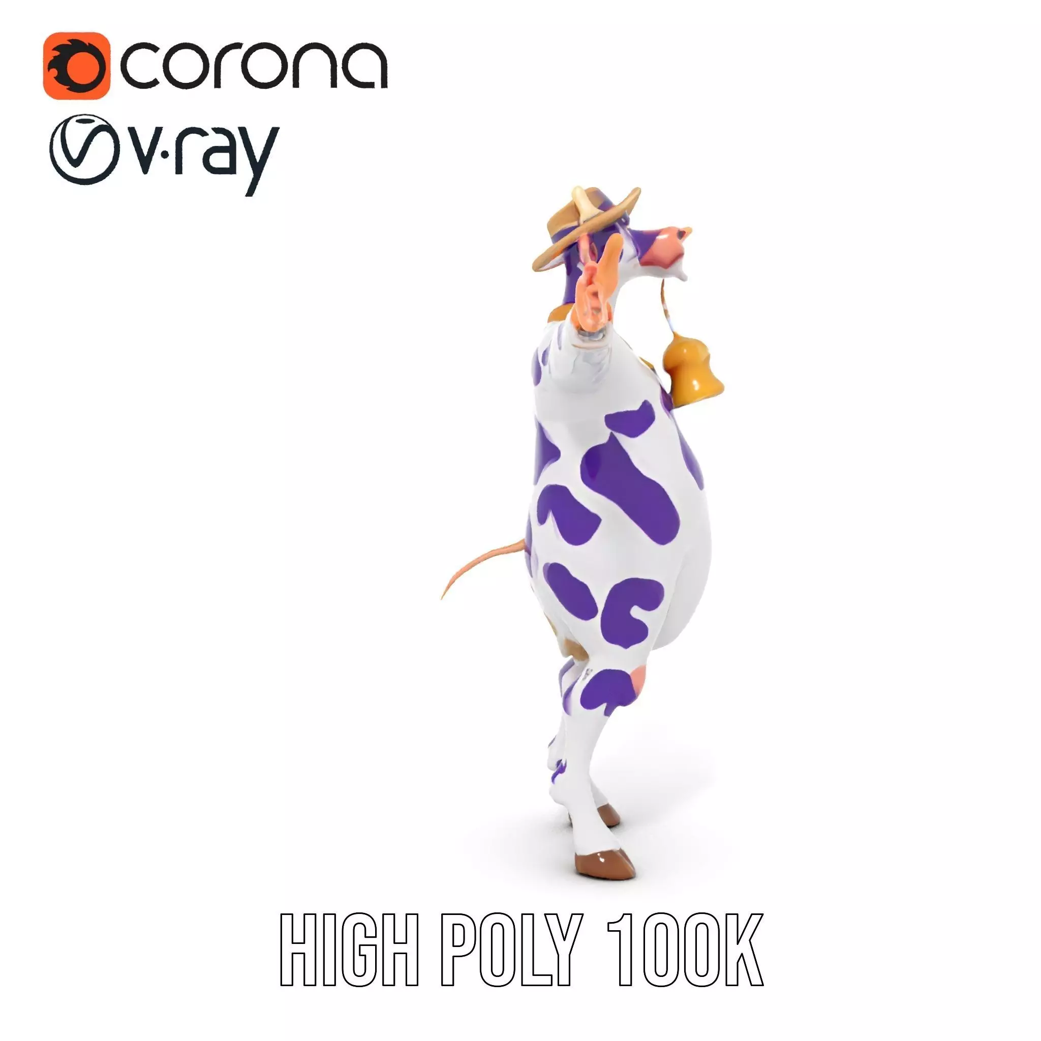 Purple Cow Character model pack Low-poly 3D model_16