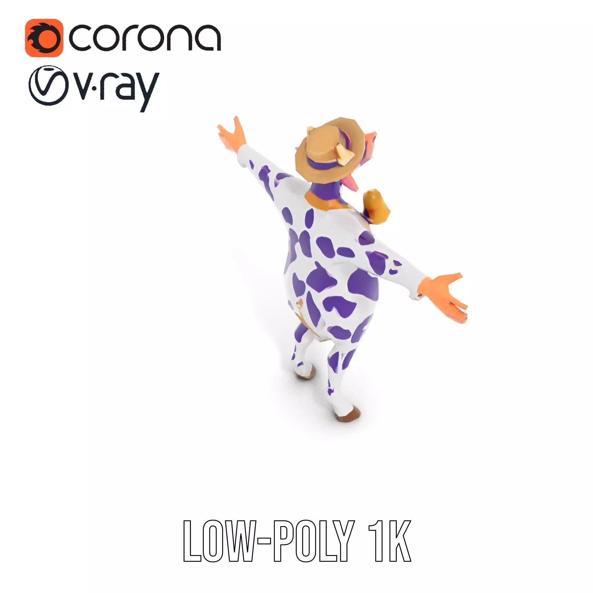 Purple Cow Character model pack Low-poly 3D model_10