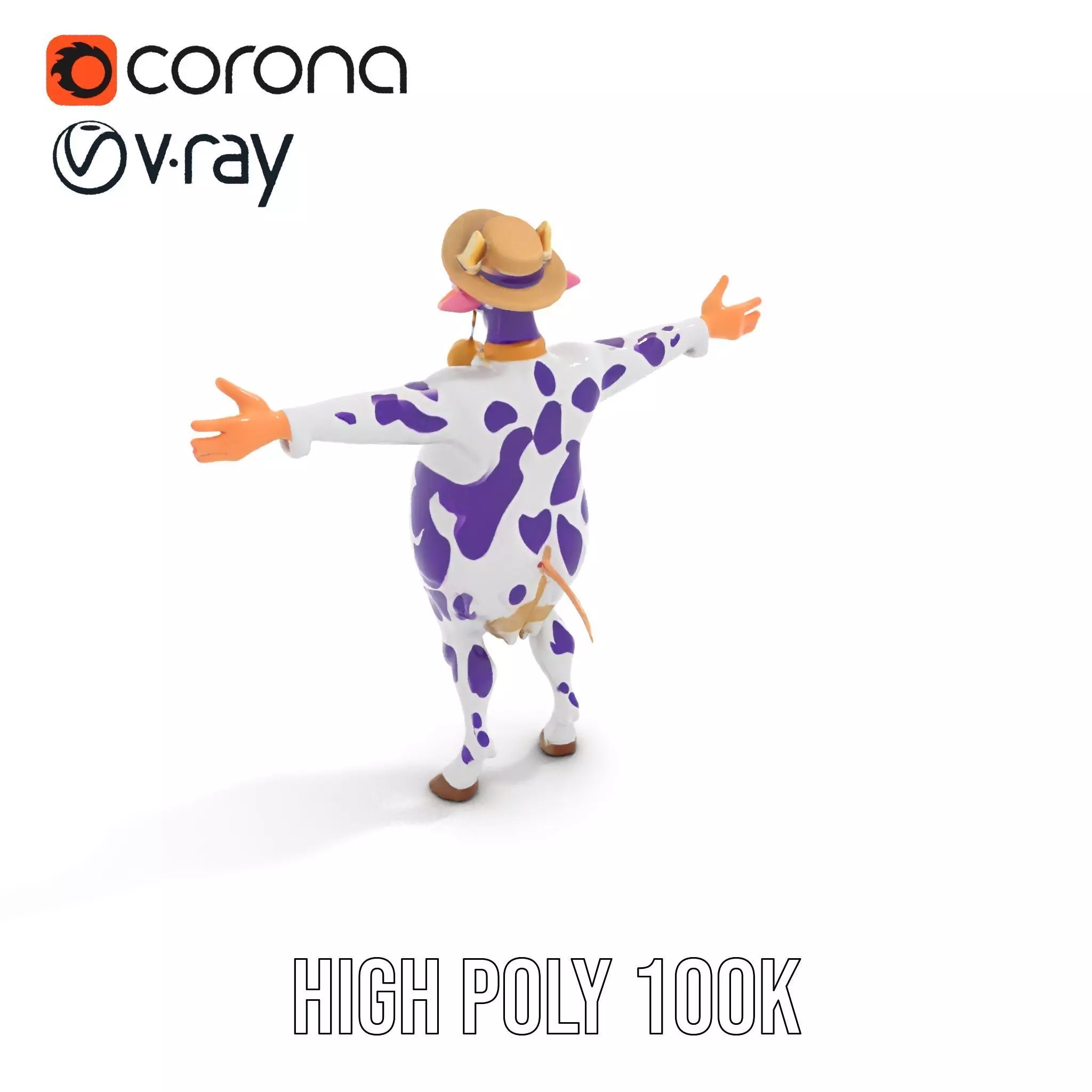 Purple Cow Character model pack Low-poly 3D model_33