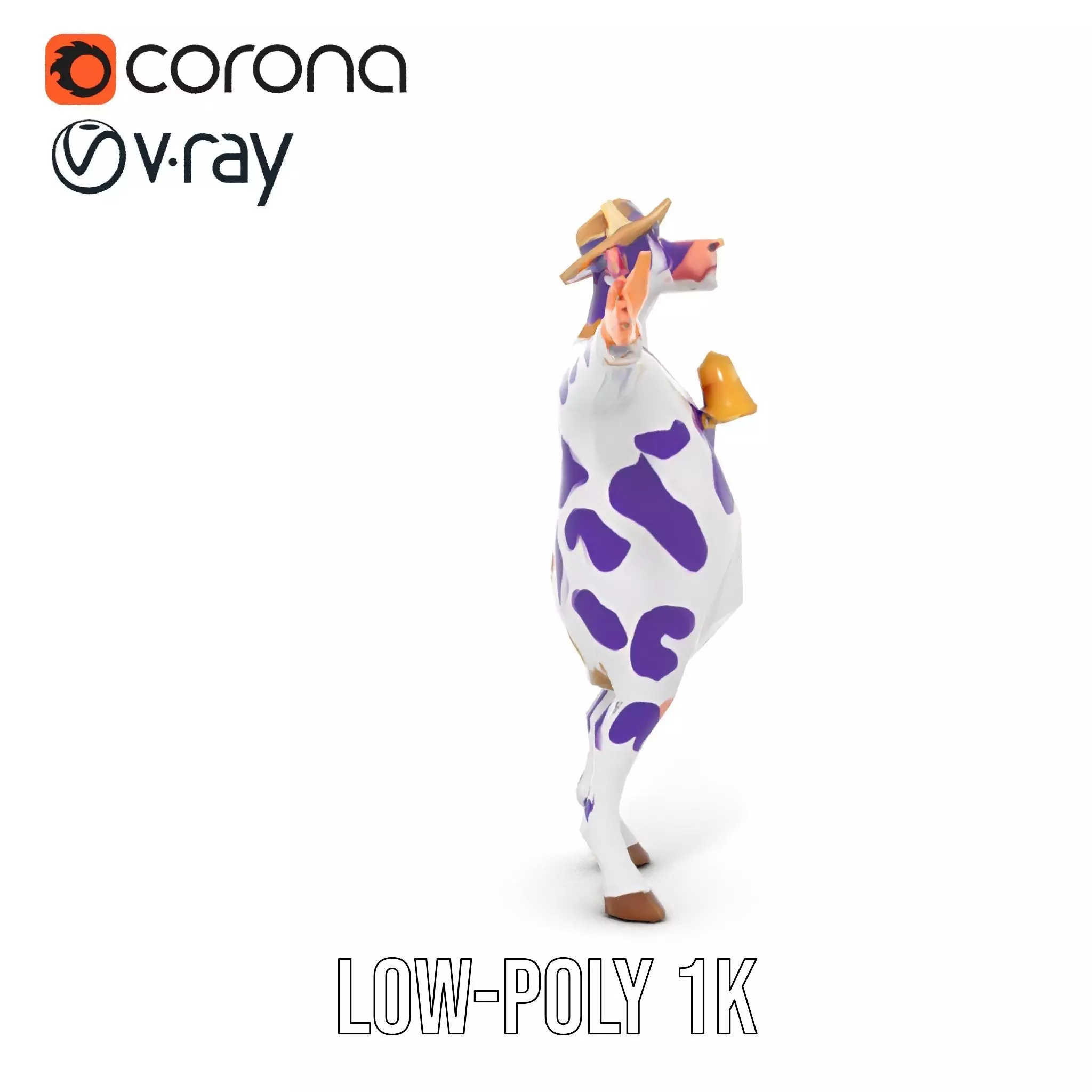 Purple Cow Character model pack Low-poly 3D model_26