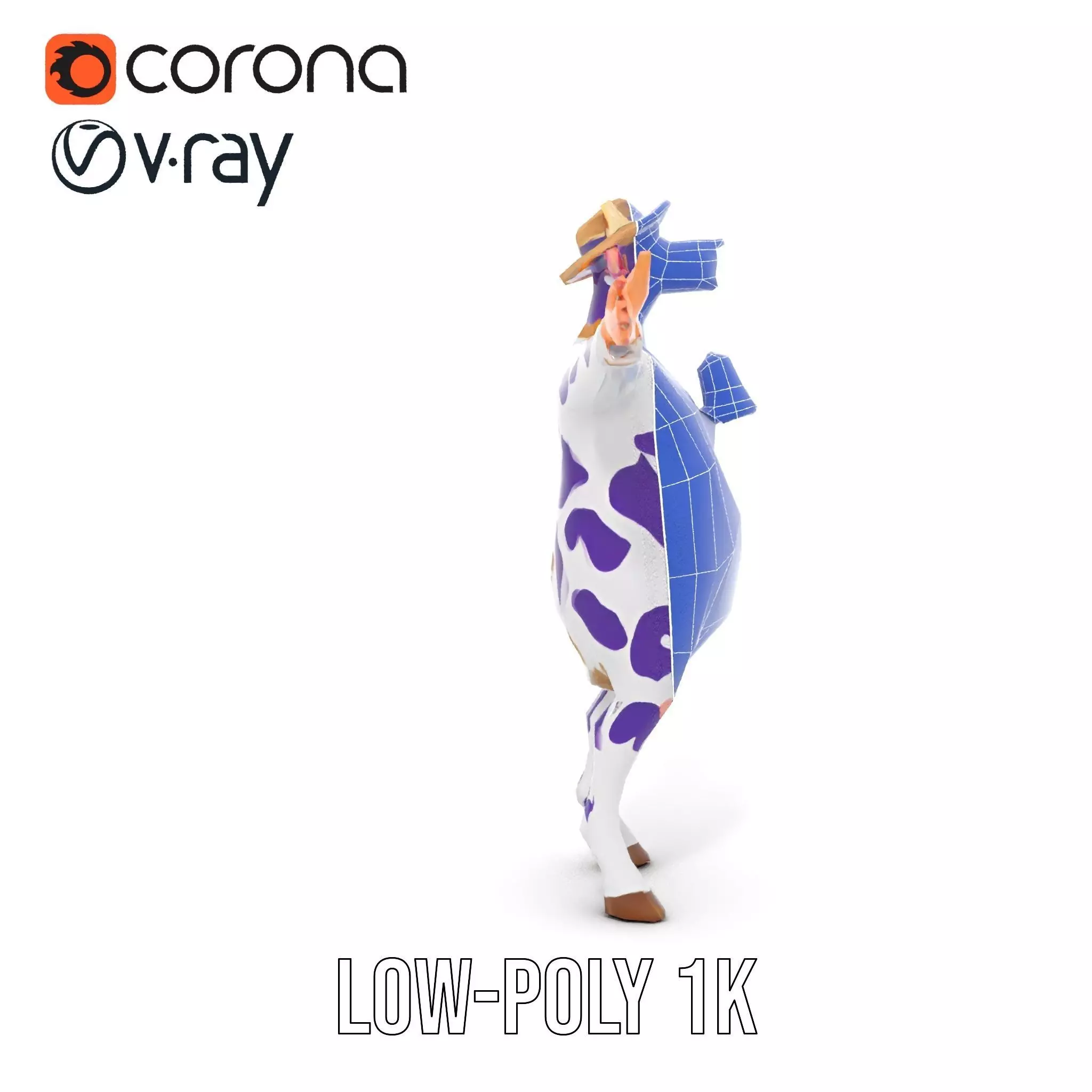 Purple Cow Character model pack Low-poly 3D model_29