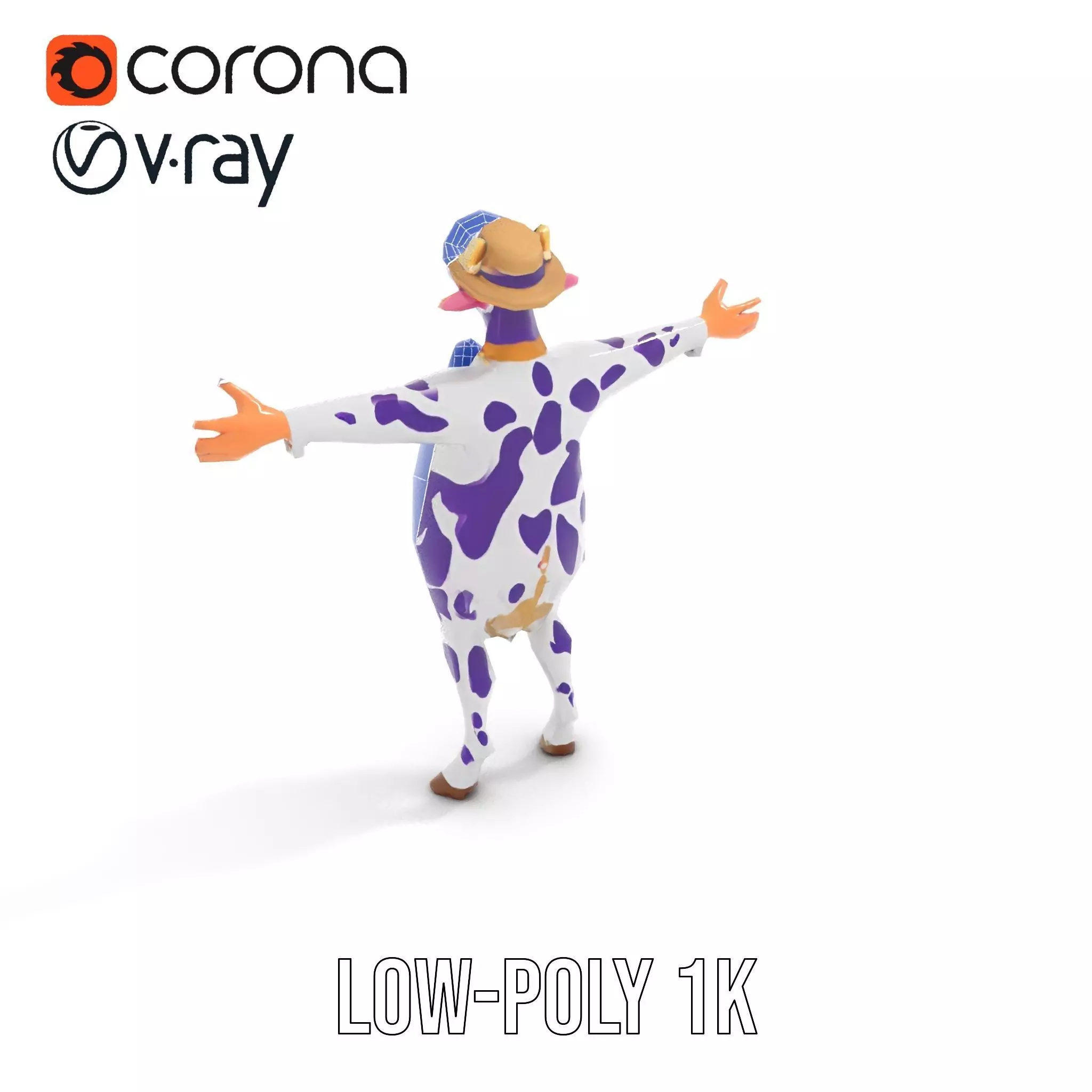 Purple Cow Character model pack Low-poly 3D model_23