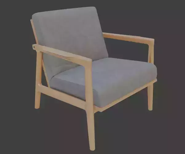 Grey Armchair with Wooden Frame