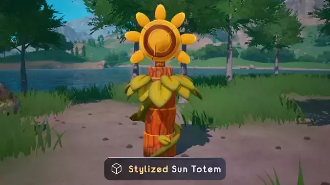 Stylized Sun Totem PBR Game Ready